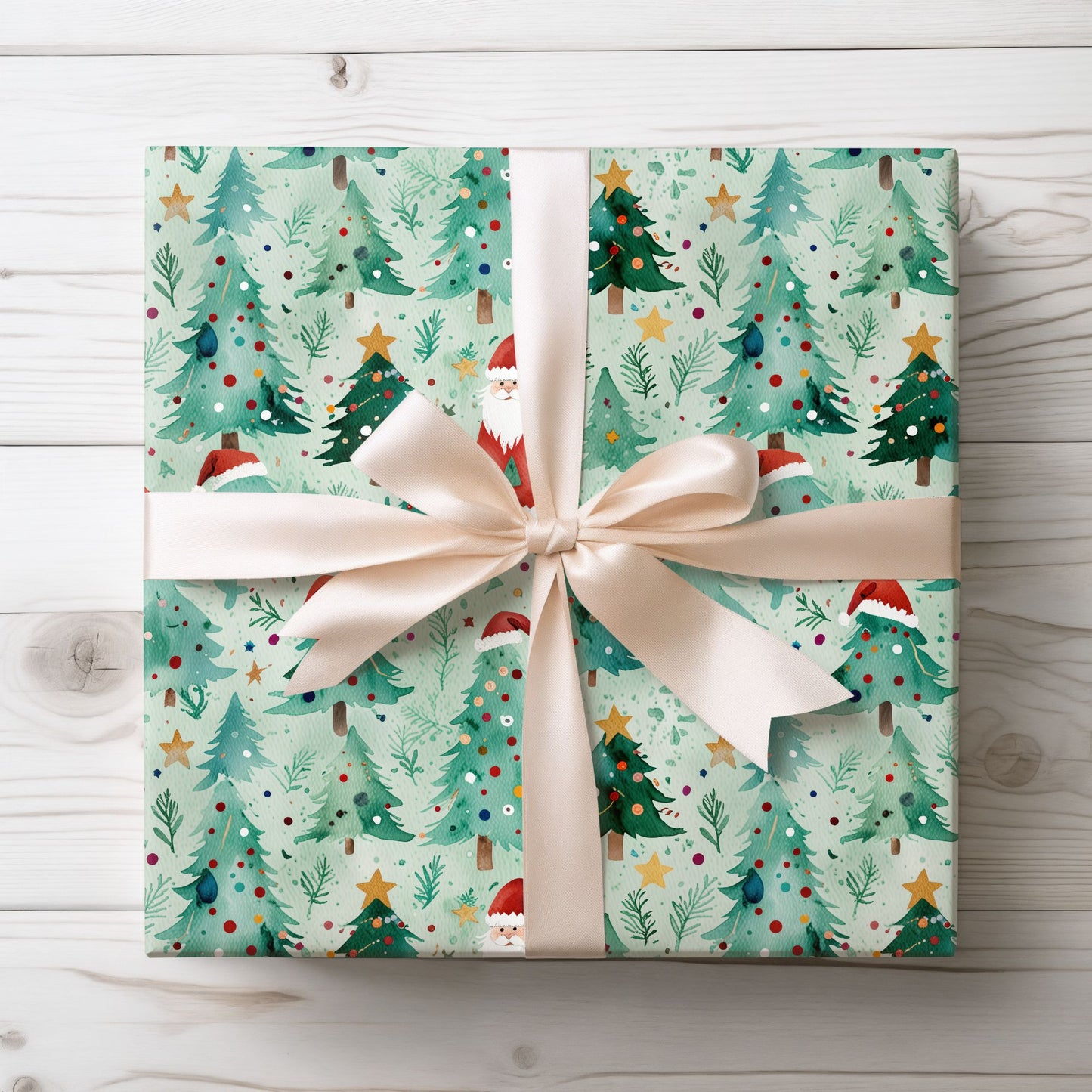Tree - mendously Jolly – Santa & Spruce Holiday Wrapping Paper