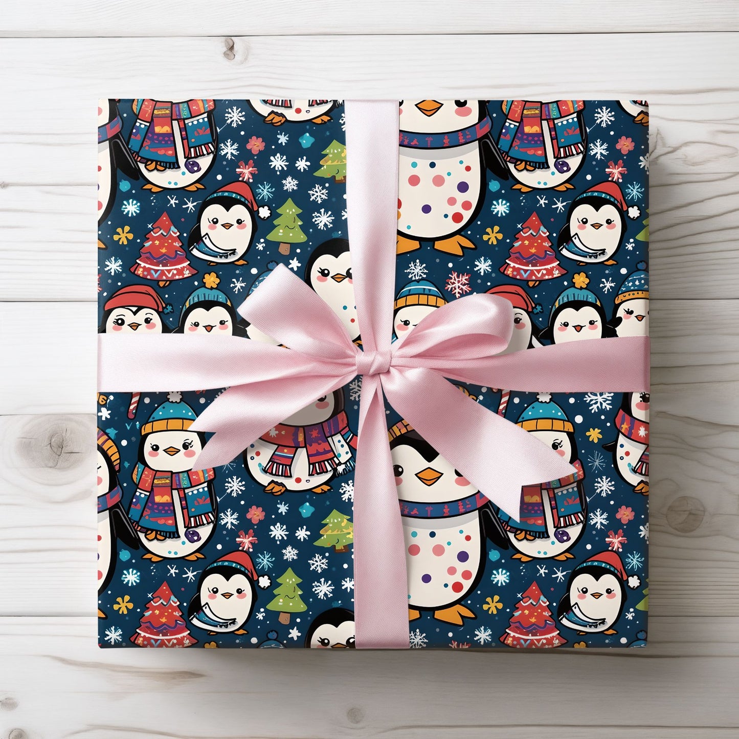 Waddle Wonderland – Cozy Penguins in Holiday Sweaters Wrapping Paper