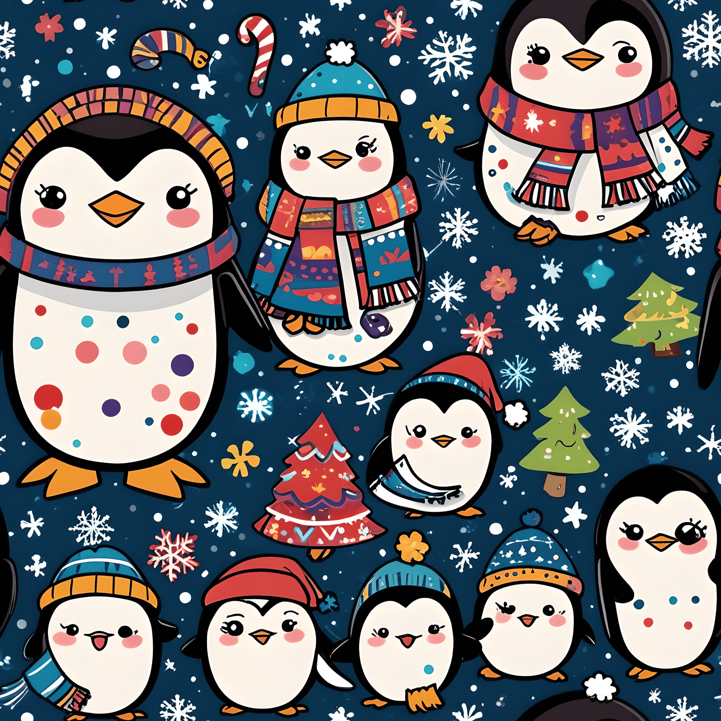 Waddle Wonderland – Cozy Penguins in Holiday Sweaters Wrapping Paper