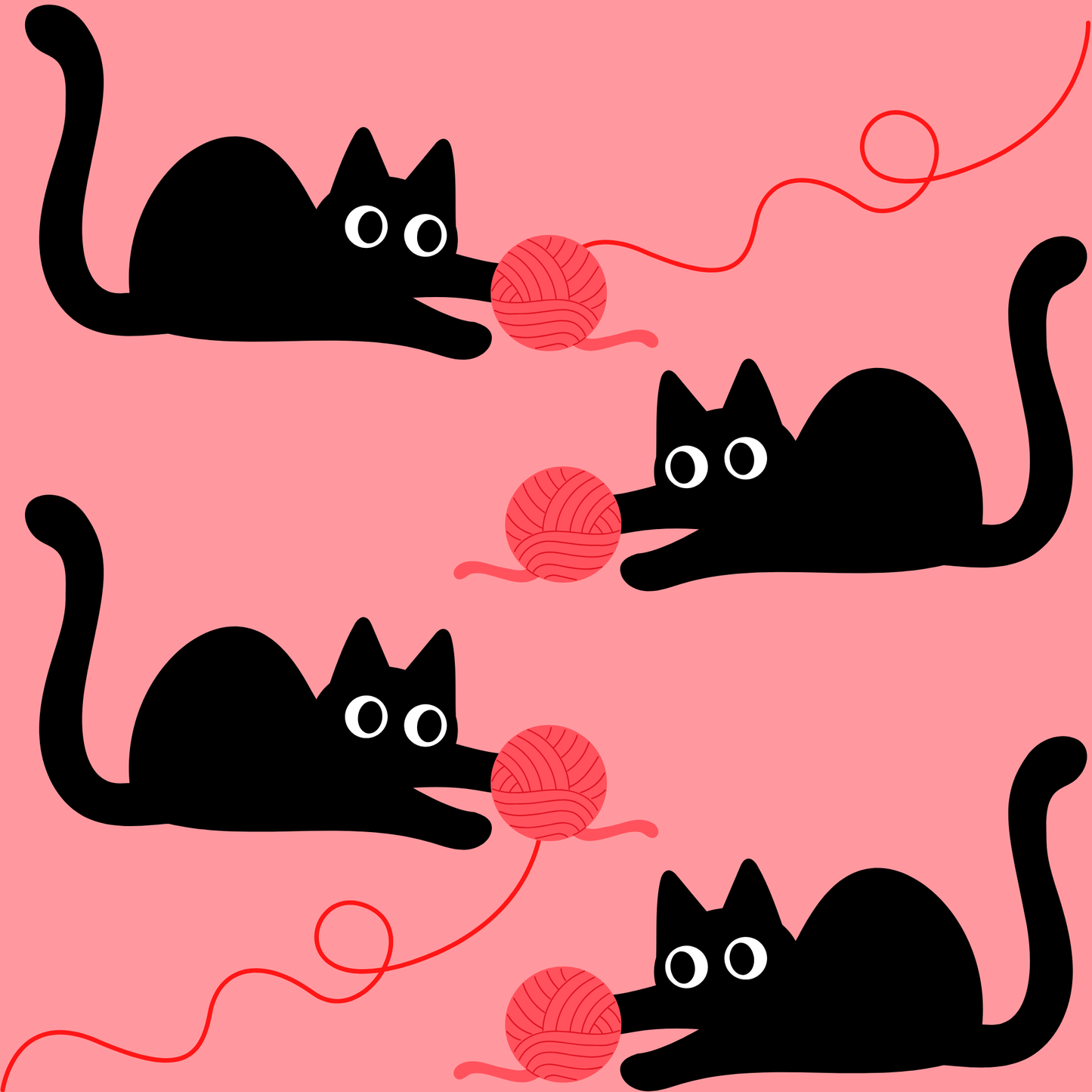 Pink Cat Wrapping Paper – Playful Black Kitty Design for Every Occasion