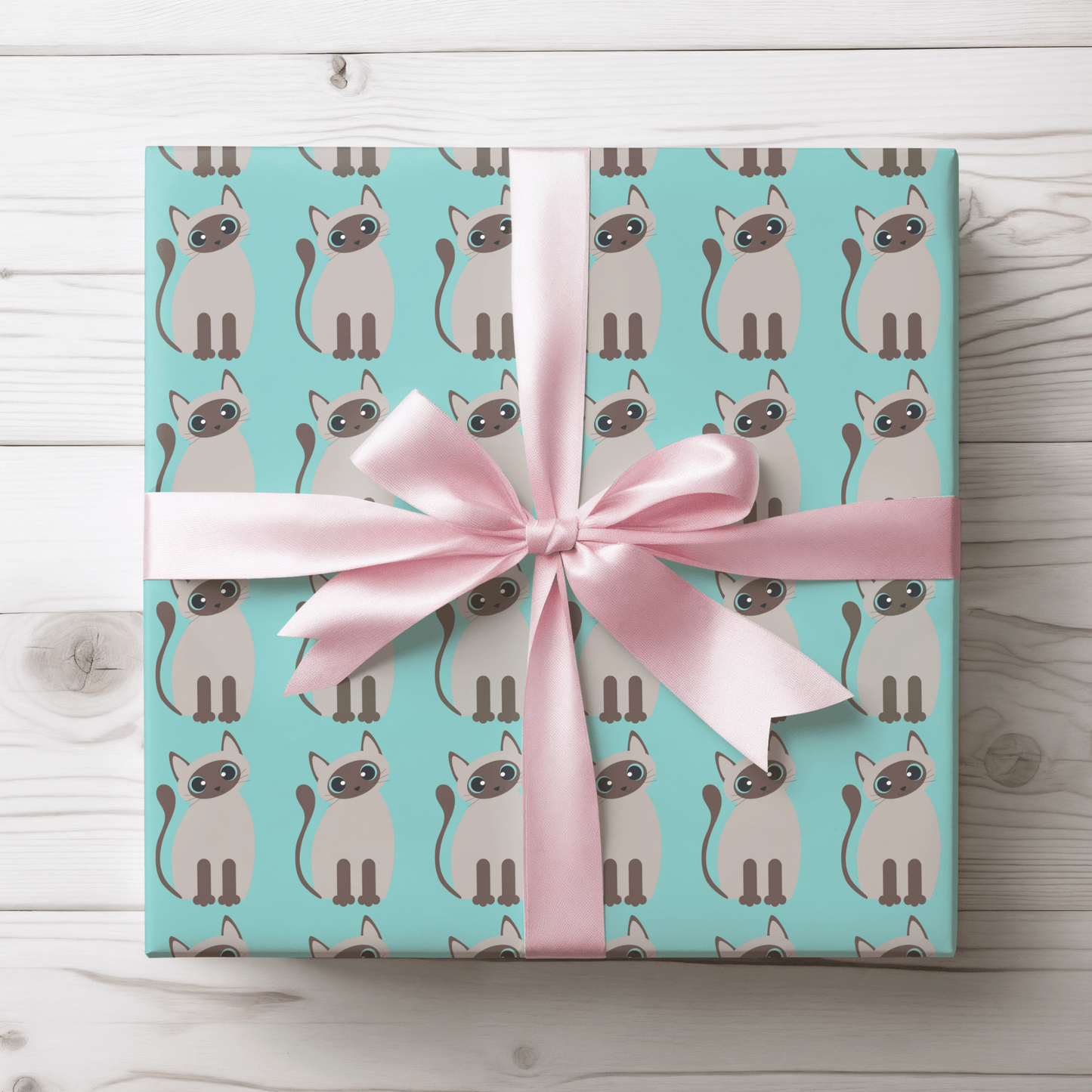 Siamese Cat Wrapping Paper – Elegant Blue Background for Cat Lovers