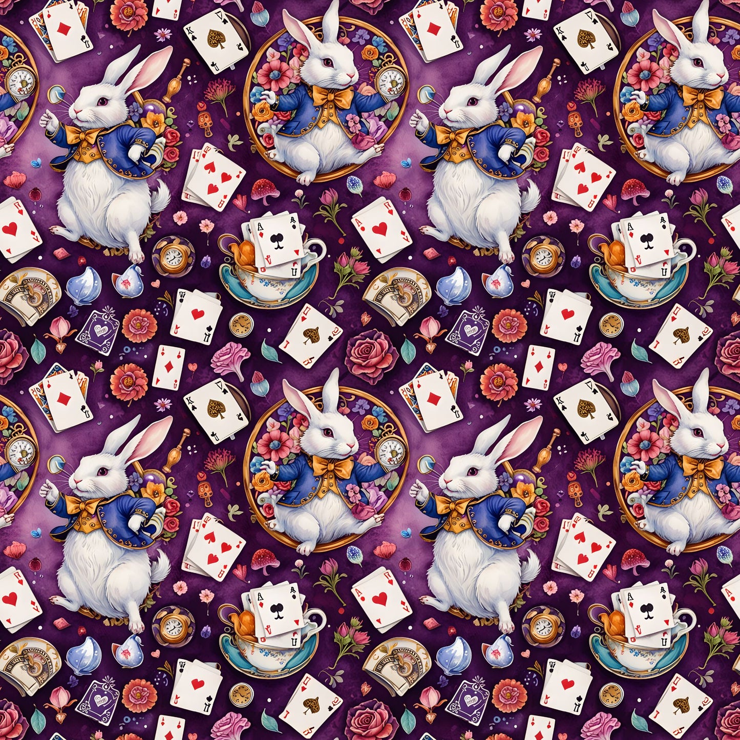 Whimsical Alice in Wonderland Wrapping Paper - Regal Purple