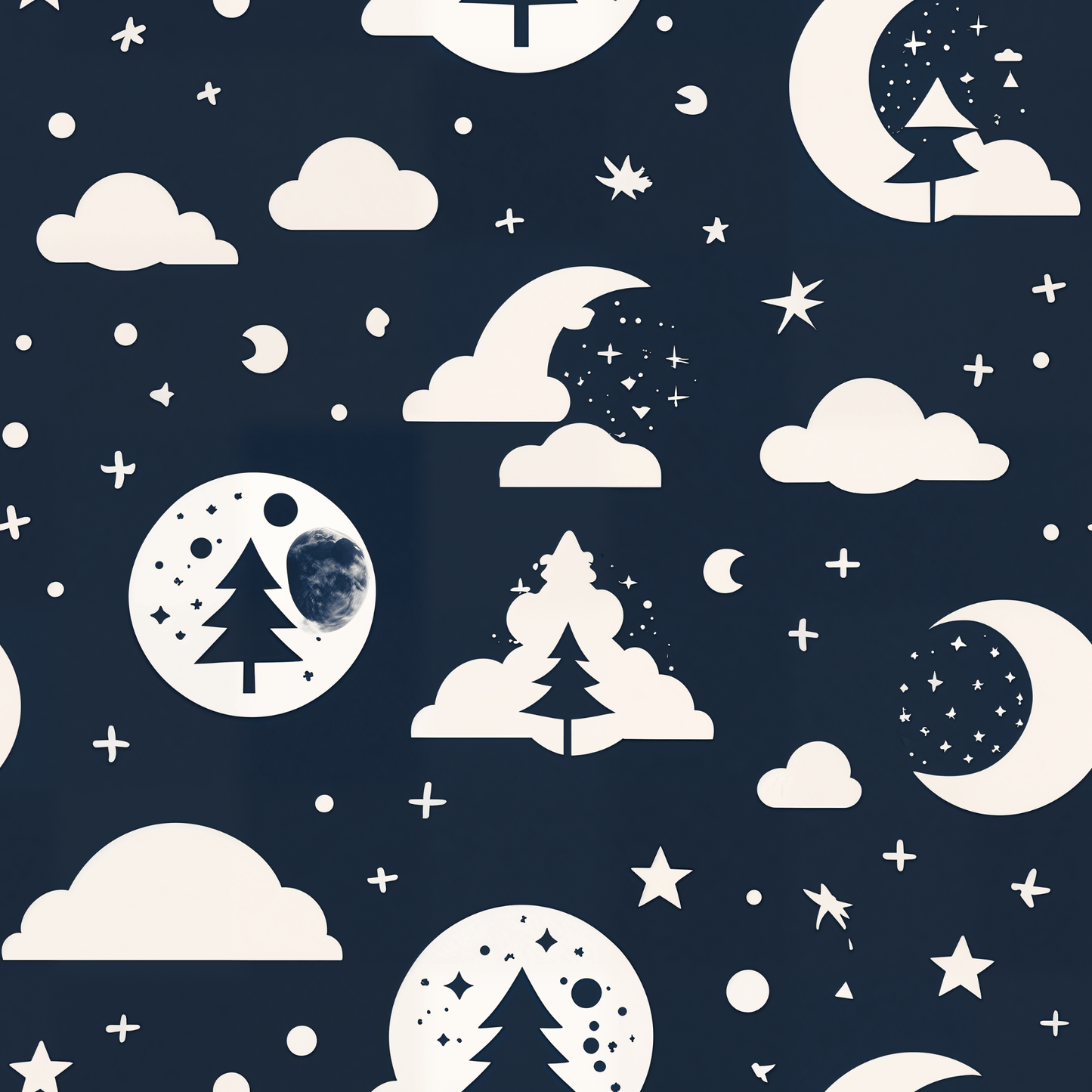 Wrapping Paper - Midnight Pines and Stars Wrapping Paper