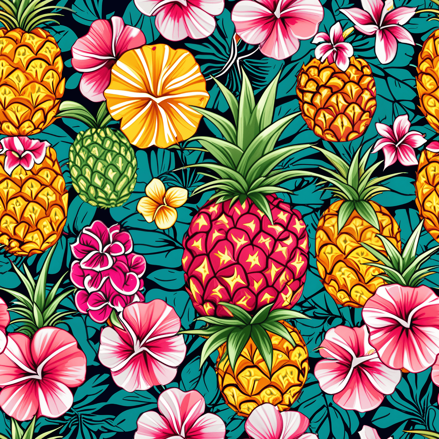 Wrapping Paper - Tropic Treat Pineapple Floral Hawaiian Gift Wrap