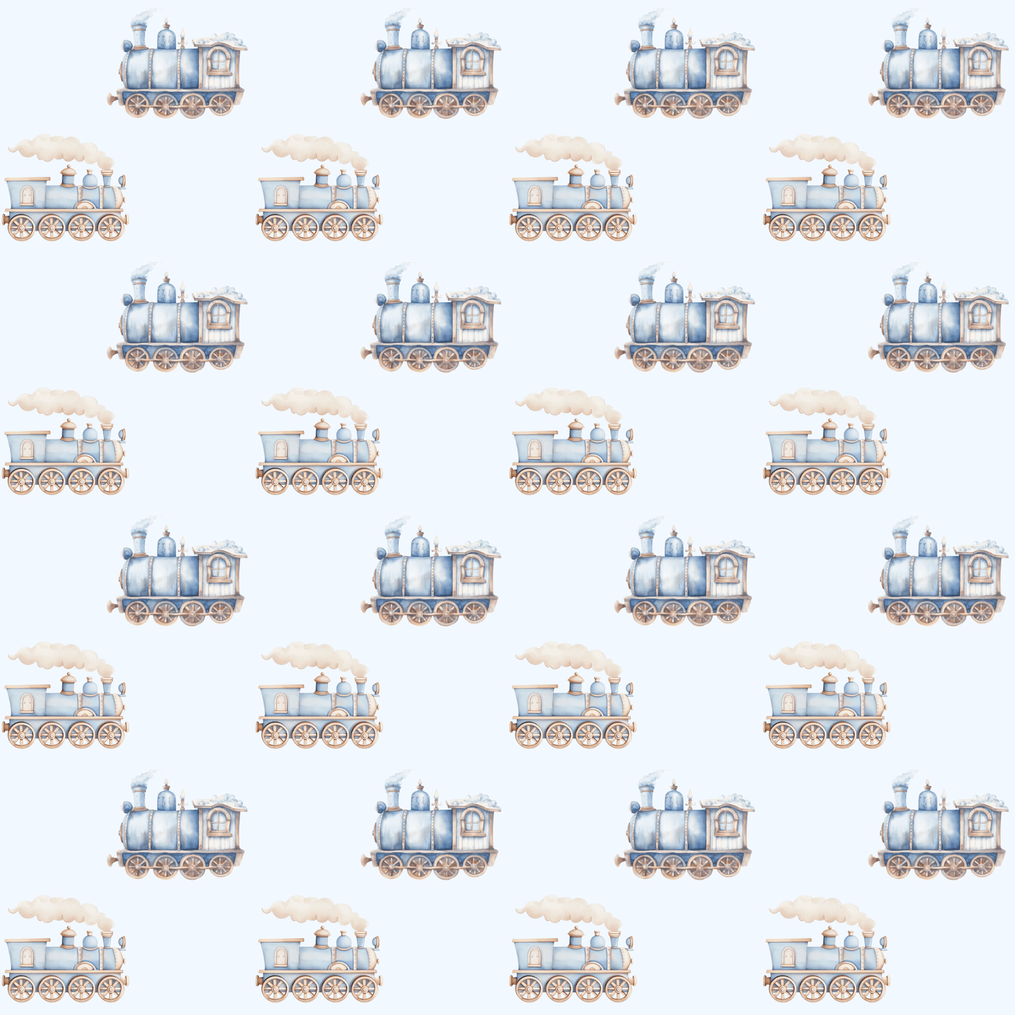Charming Blue Train Wrapping Paper for Kids – Cute Vintage Locomotive Gift Wrap
