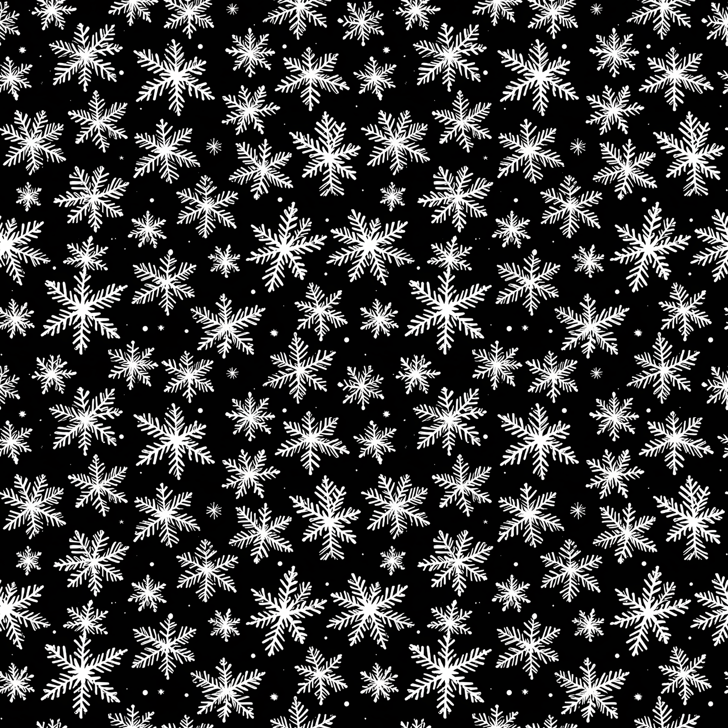 Midnight Flurries – Black & White Snowflake Wrapping Paper