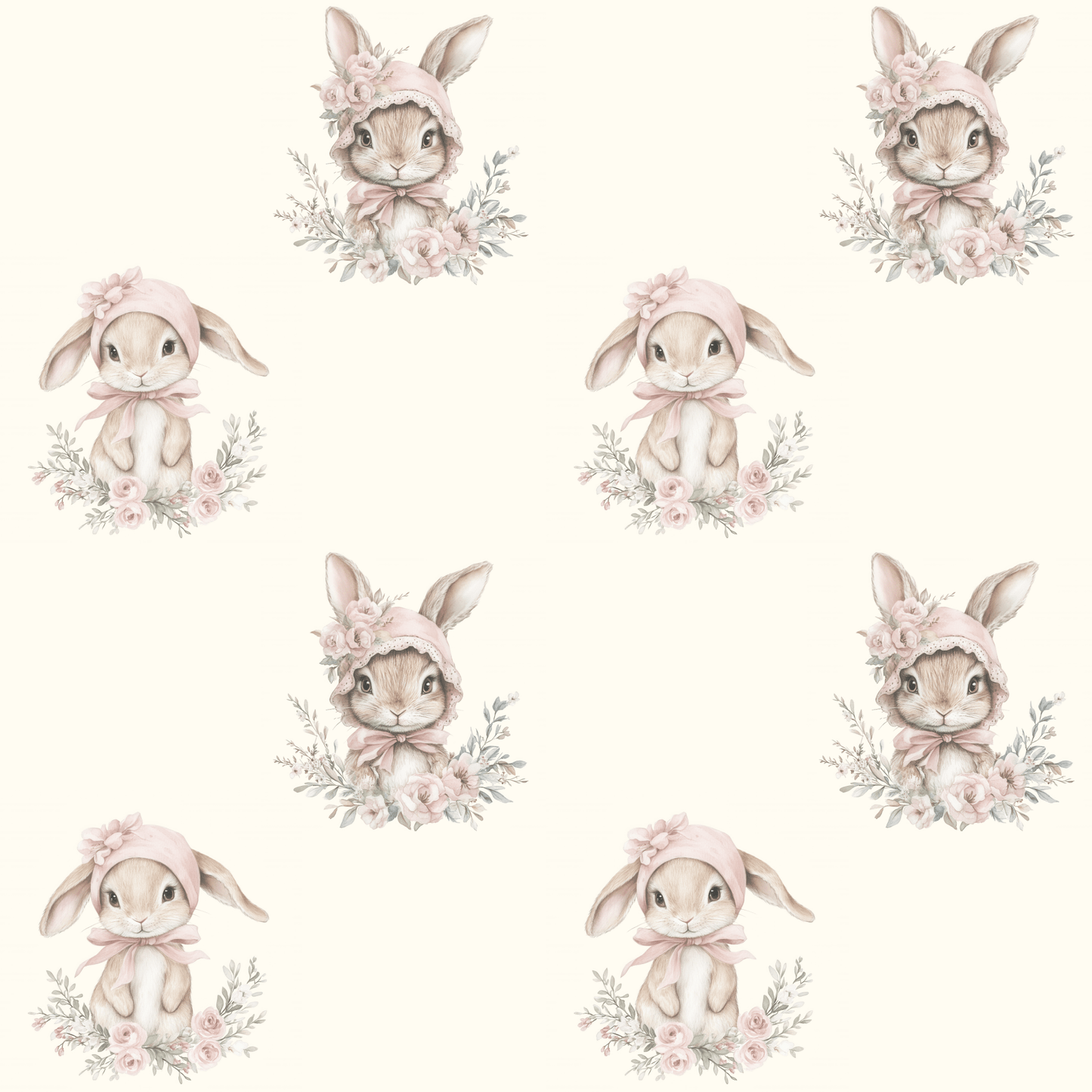 Bunny Bonnet Ballet – Vintage Blush Baby Wrapping Paper