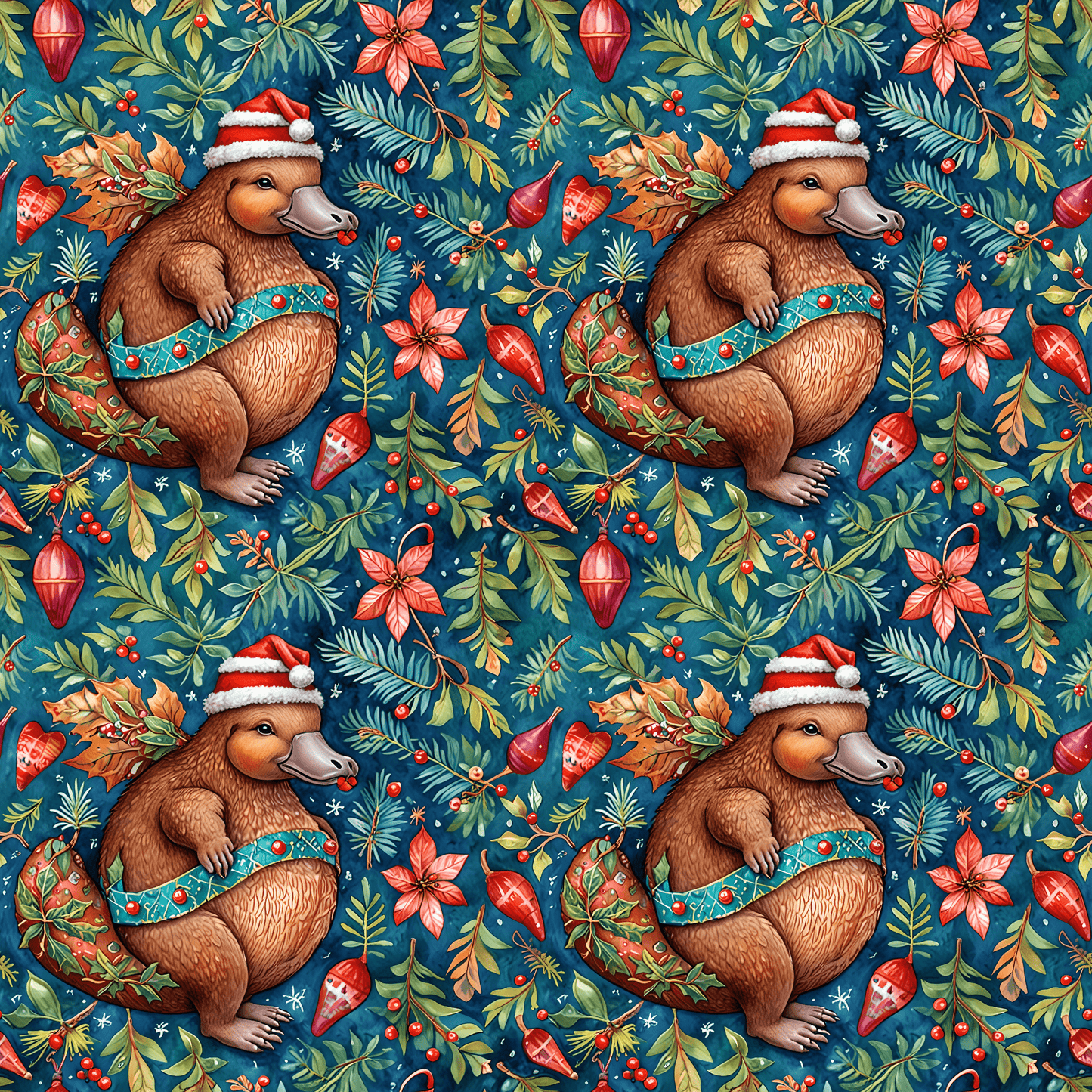 Merry & Quirky – Festive Platypus Wrapping Paper