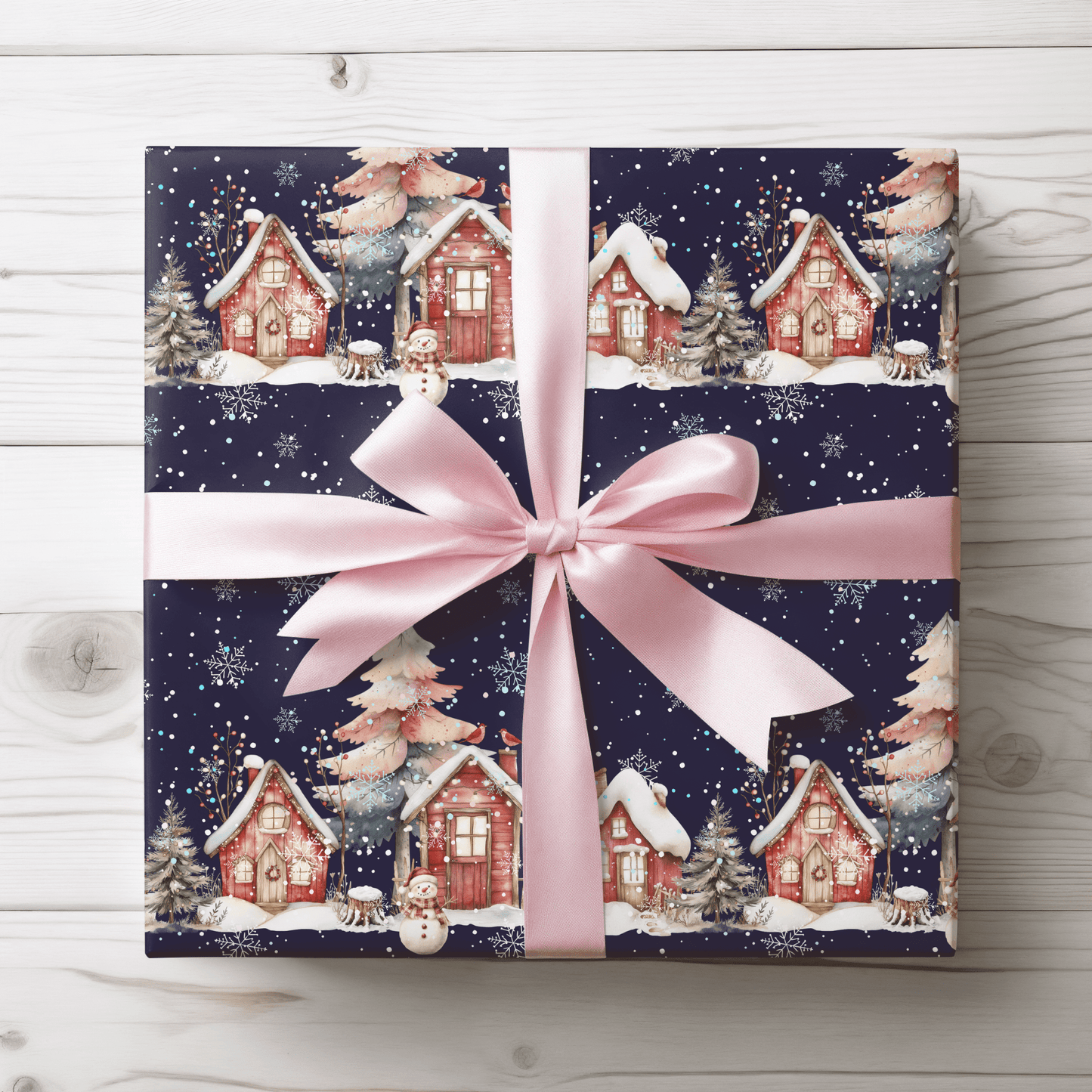 Silent Night, Snowy Light – Winter Village Wrapping Paper