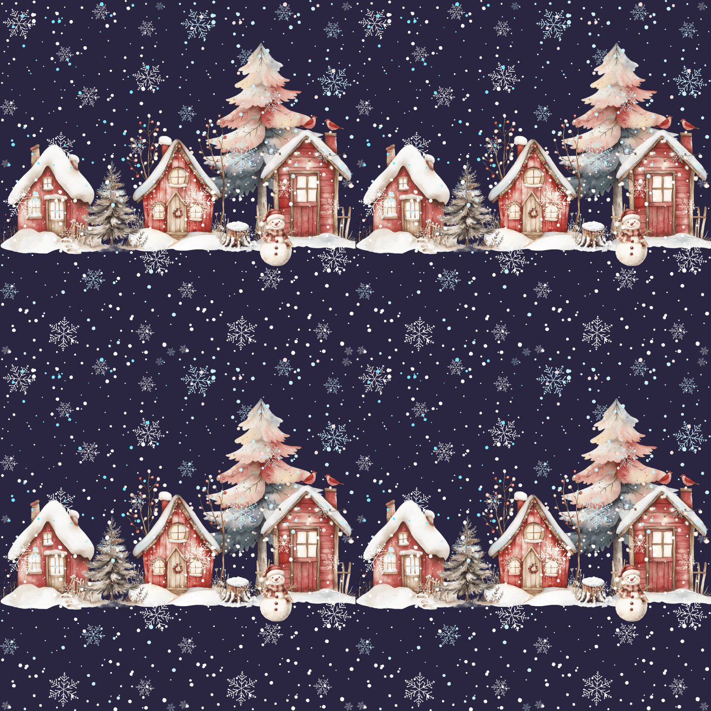 Silent Night, Snowy Light – Winter Village Wrapping Paper