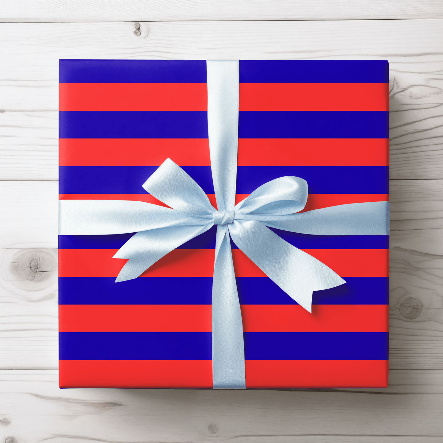 Stripe Hype – Bold Red & Blue Graphic Stripe Wrapping Paper