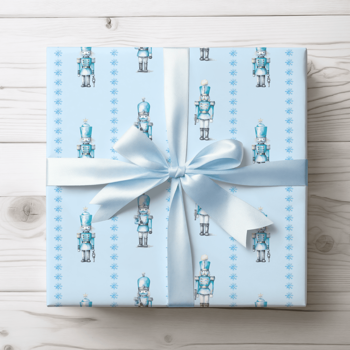 Ice Cracker Suite – Snowy Blue Nutcracker Wrapping Paper