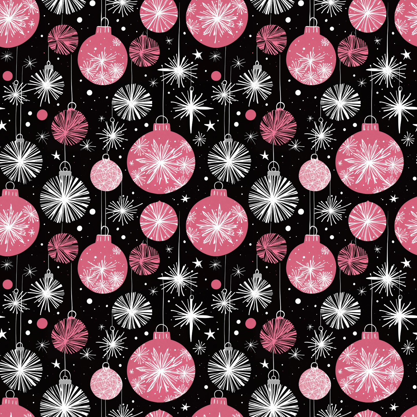 Bubble Glam & Bauble Jam – Pink Retro Ornament Wrapping Paper