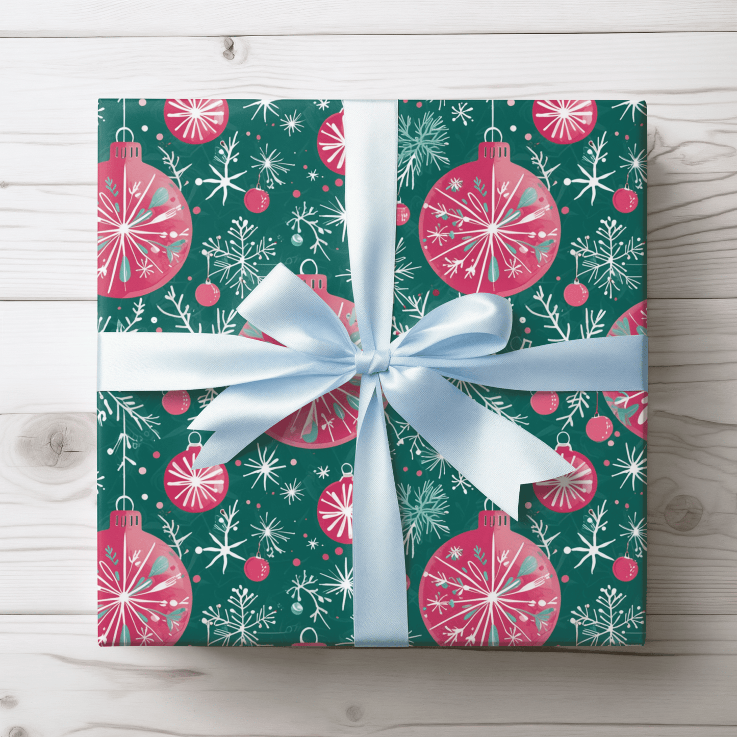 Bauble Bounce & Mistletoe Pop – Retro Holiday Ornament Wrapping Paper
