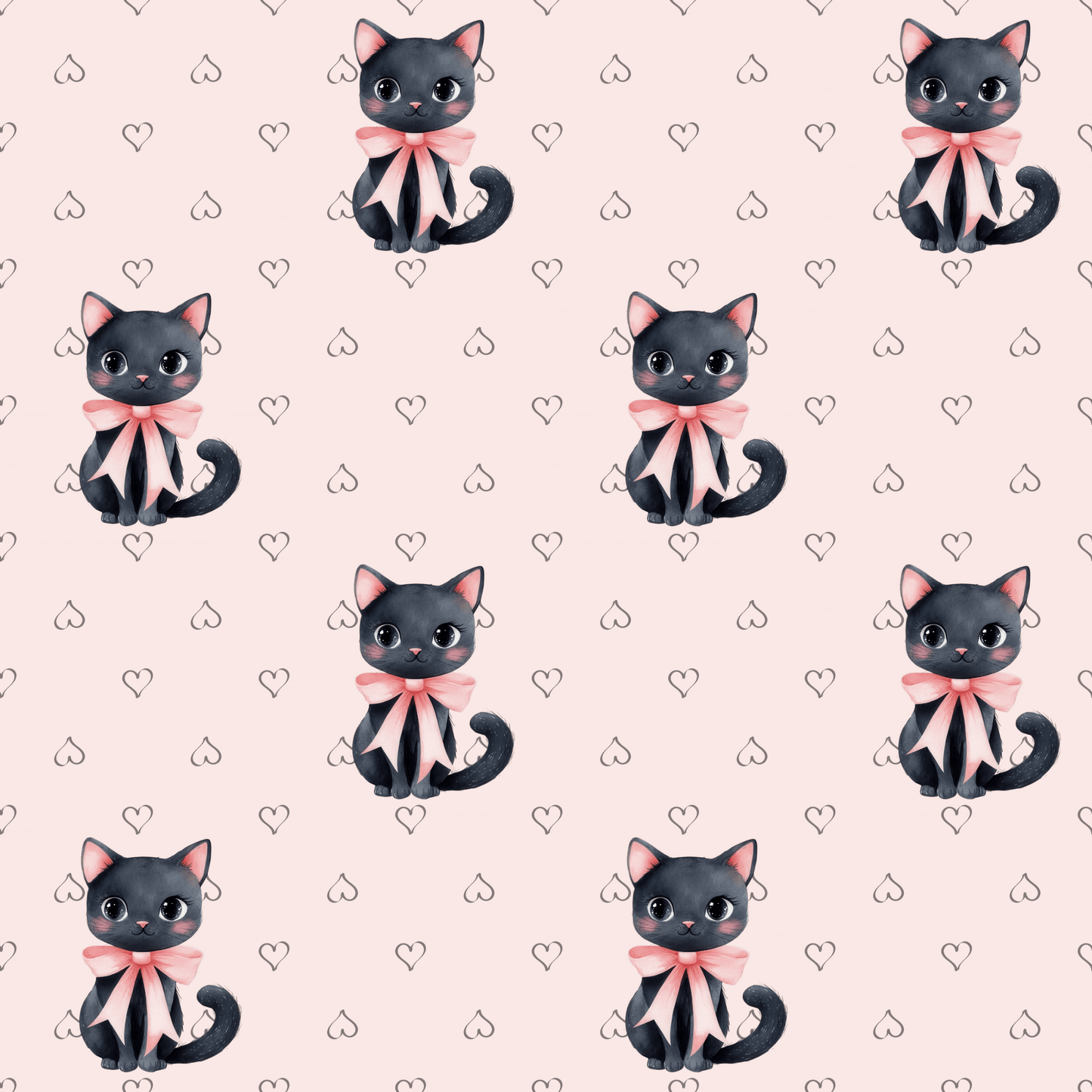 Purrfectly Pink – Black Cat & Bows Wrapping Paper