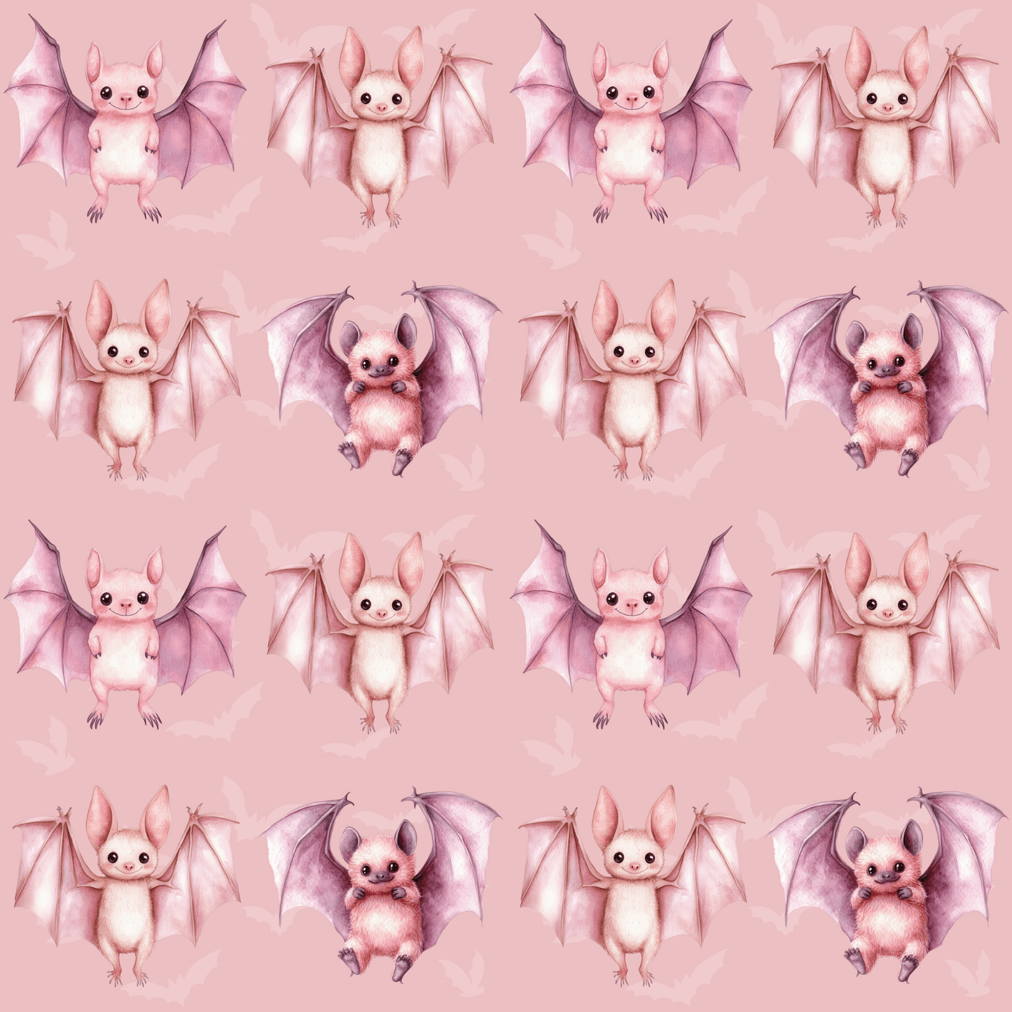 Batty & Blush – Pink Watercolor Bat Wrapping Paper