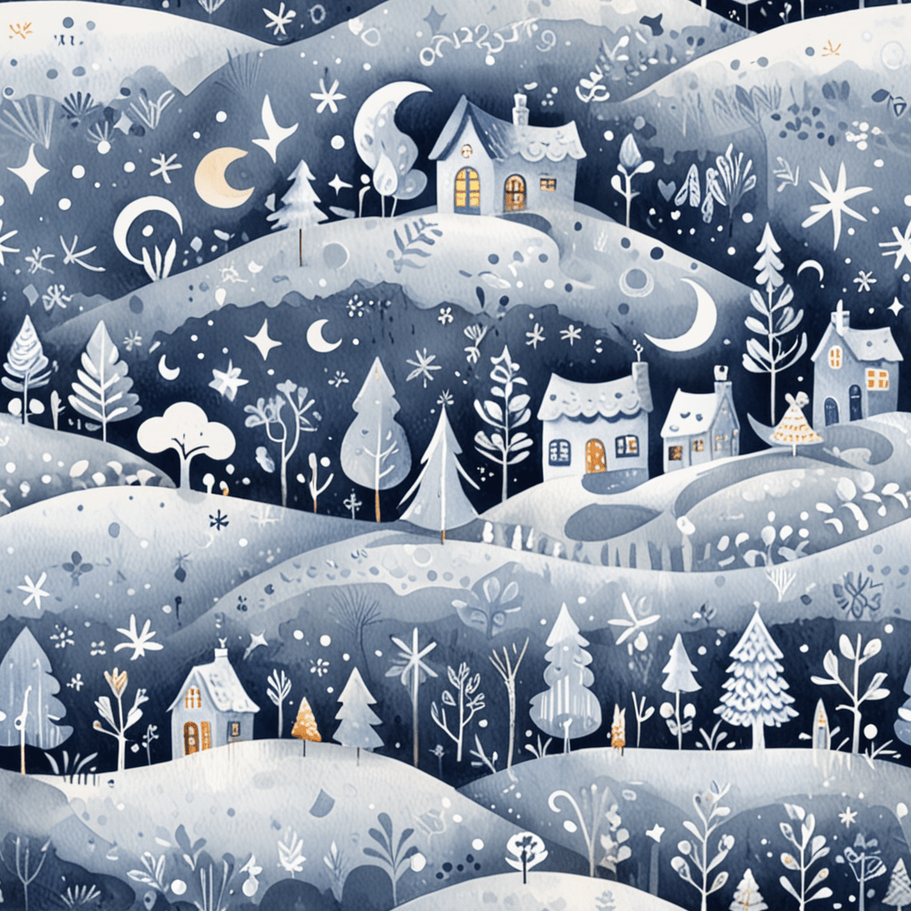 Silent Nightscape – Winter Village Wrapping Paper