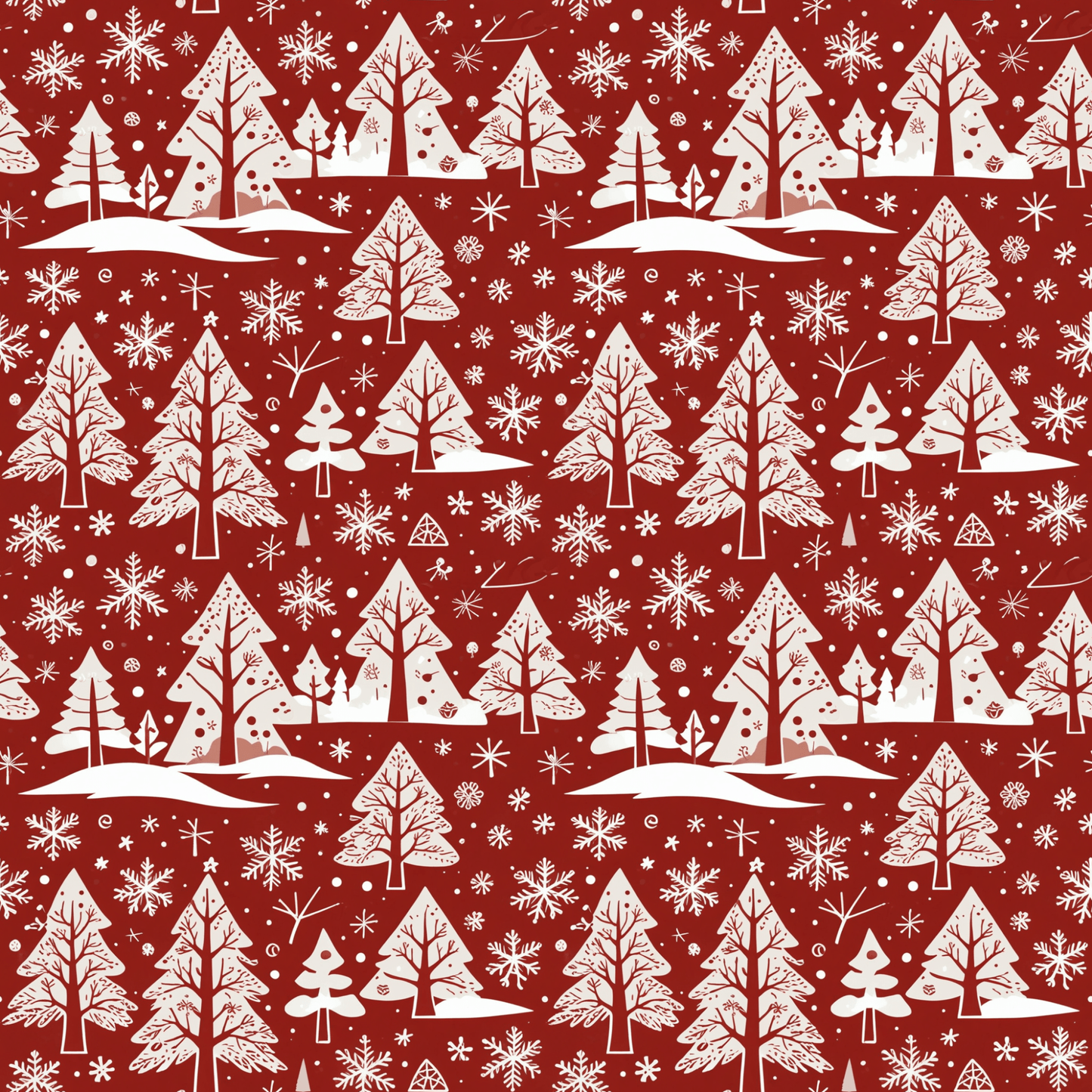 Nordic Noel – Red & White Forest Wrapping Paper