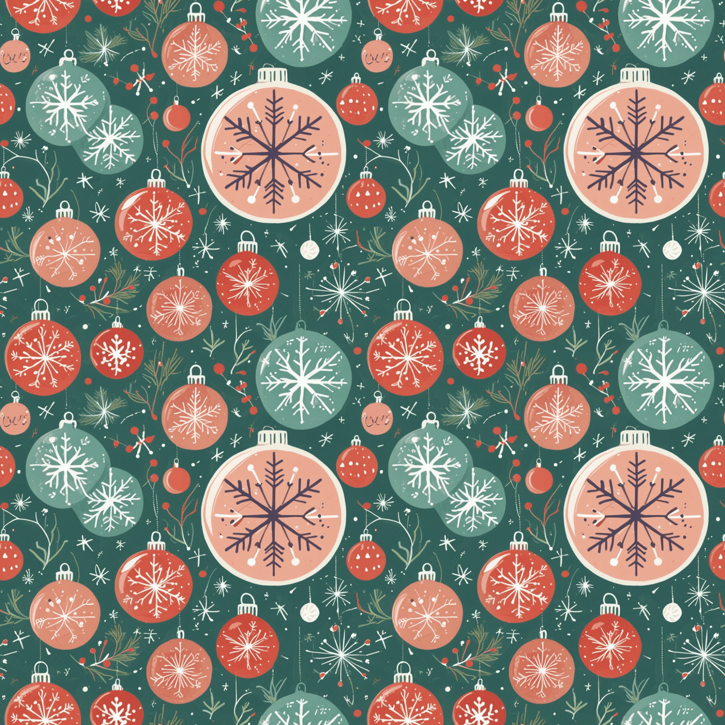 Holly Jolly Frost – Vintage Ornament Wrapping Paper