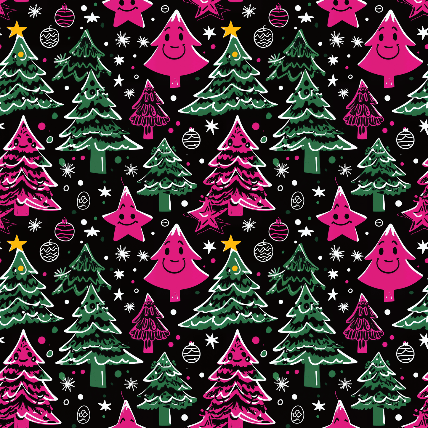 Tree - Rex & Sass – Neon Sketchmas Wrapping Paper