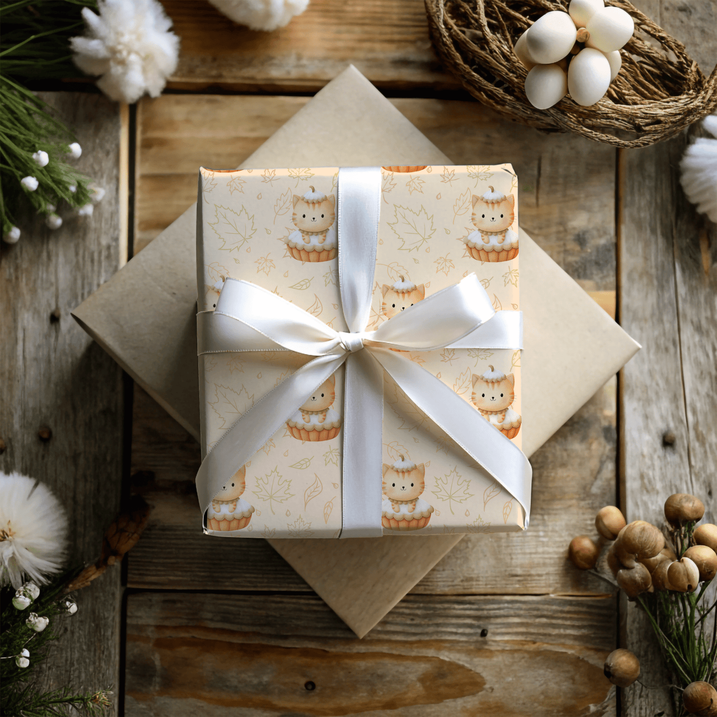 Pumpkin Meow - licious – Thanksgiving Kitty Pie Wrapping Paper