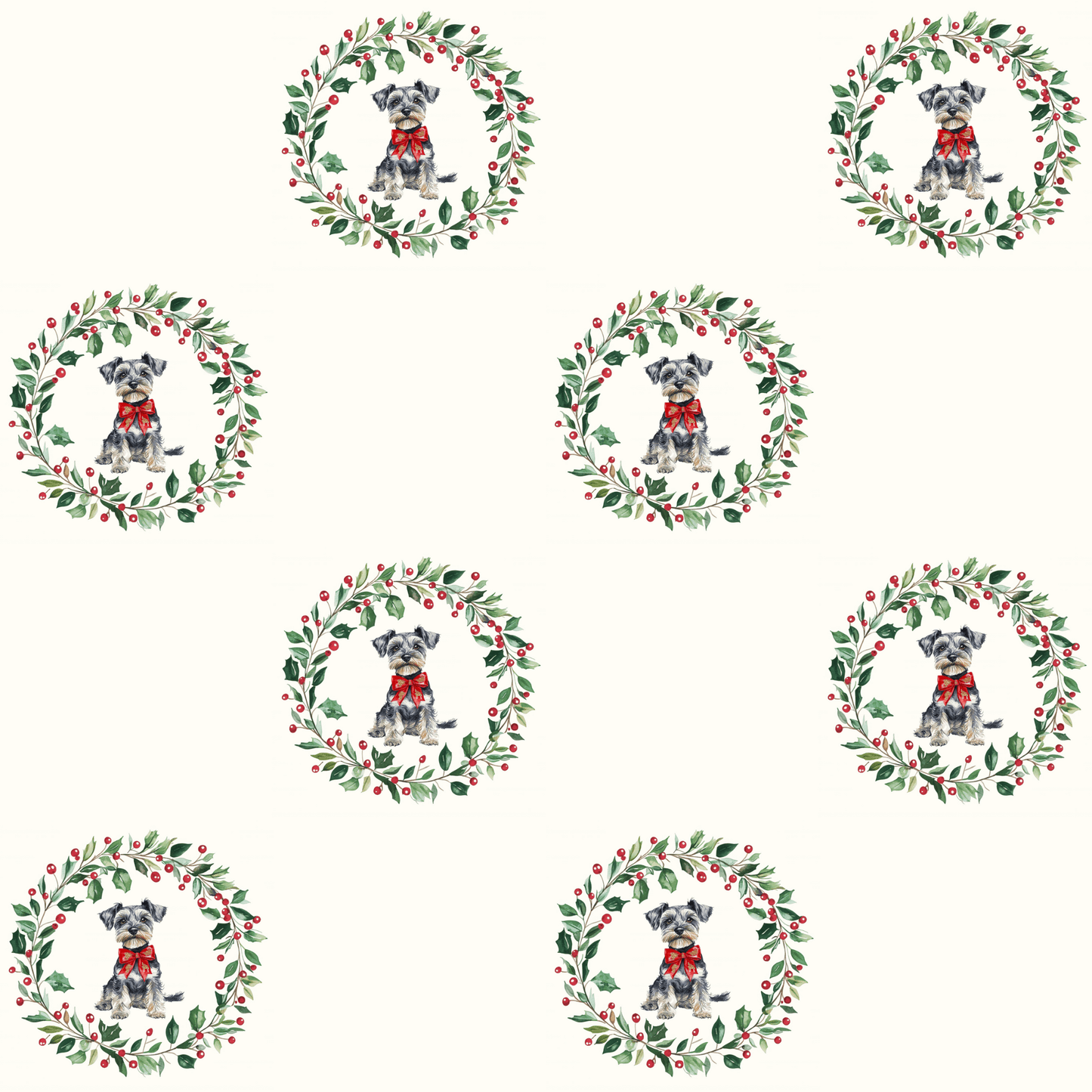 Paw - liday Wreaths & Wags – Schnauzer Christmas Wrapping Paper