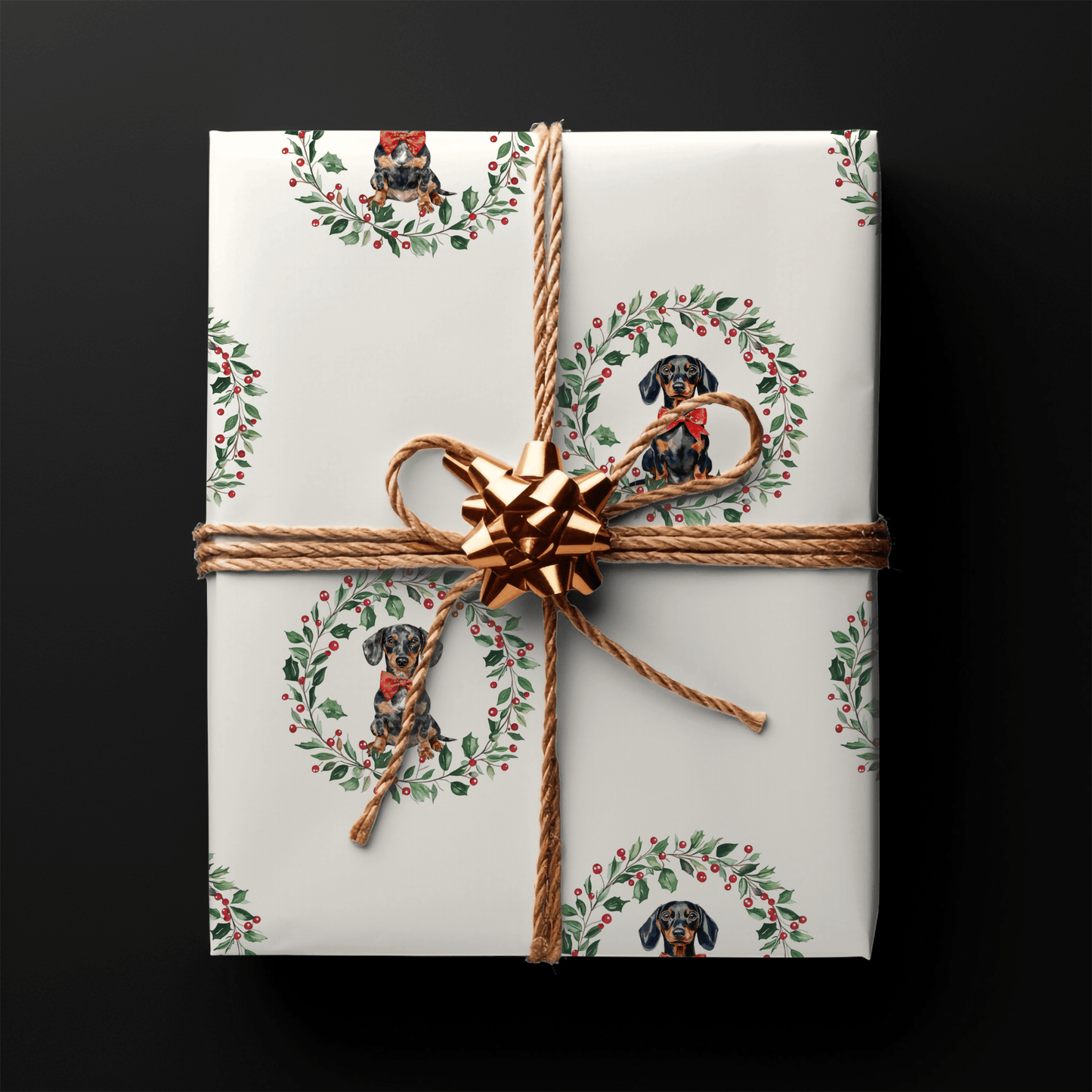 Howl - iday Hound & Holly – Dachshund Christmas Wrapping Paper
