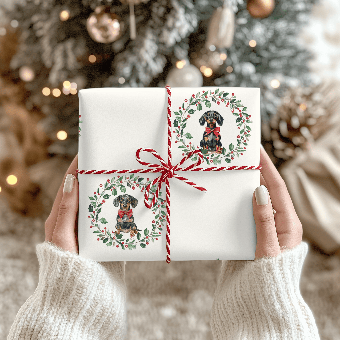 Howl - iday Hound & Holly – Dachshund Christmas Wrapping Paper