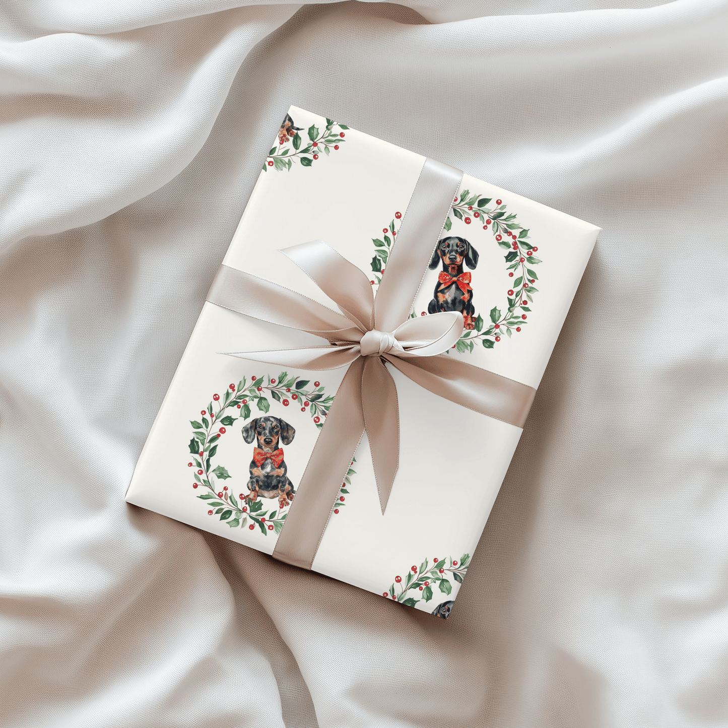 Howl - iday Hound & Holly – Dachshund Christmas Wrapping Paper