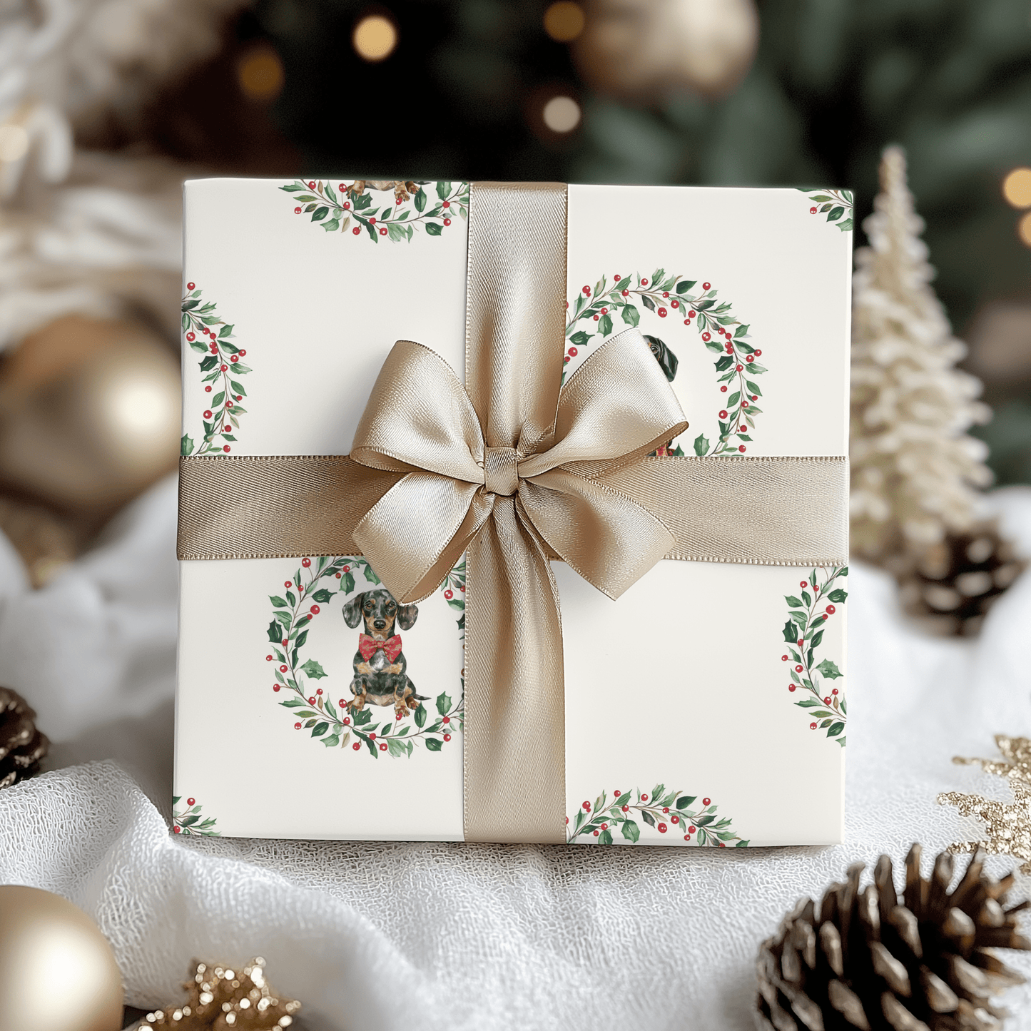 Howl - iday Hound & Holly – Dachshund Christmas Wrapping Paper