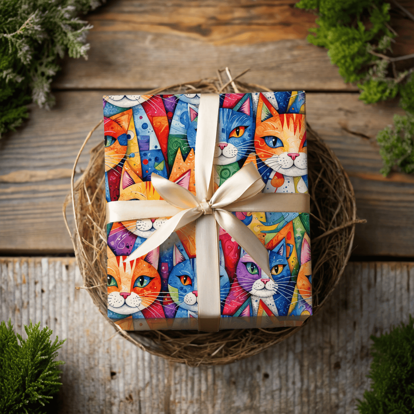 Meowgical Mosaic – Rainbow Cat Wrapping Paper