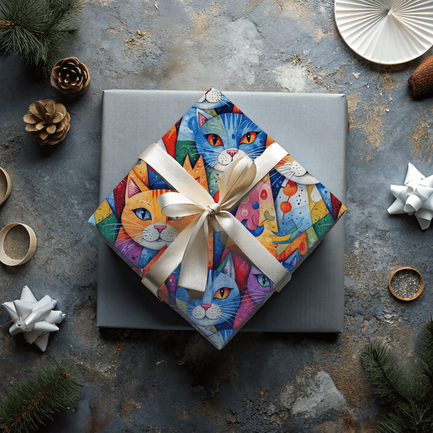 Meowgical Mosaic – Rainbow Cat Wrapping Paper