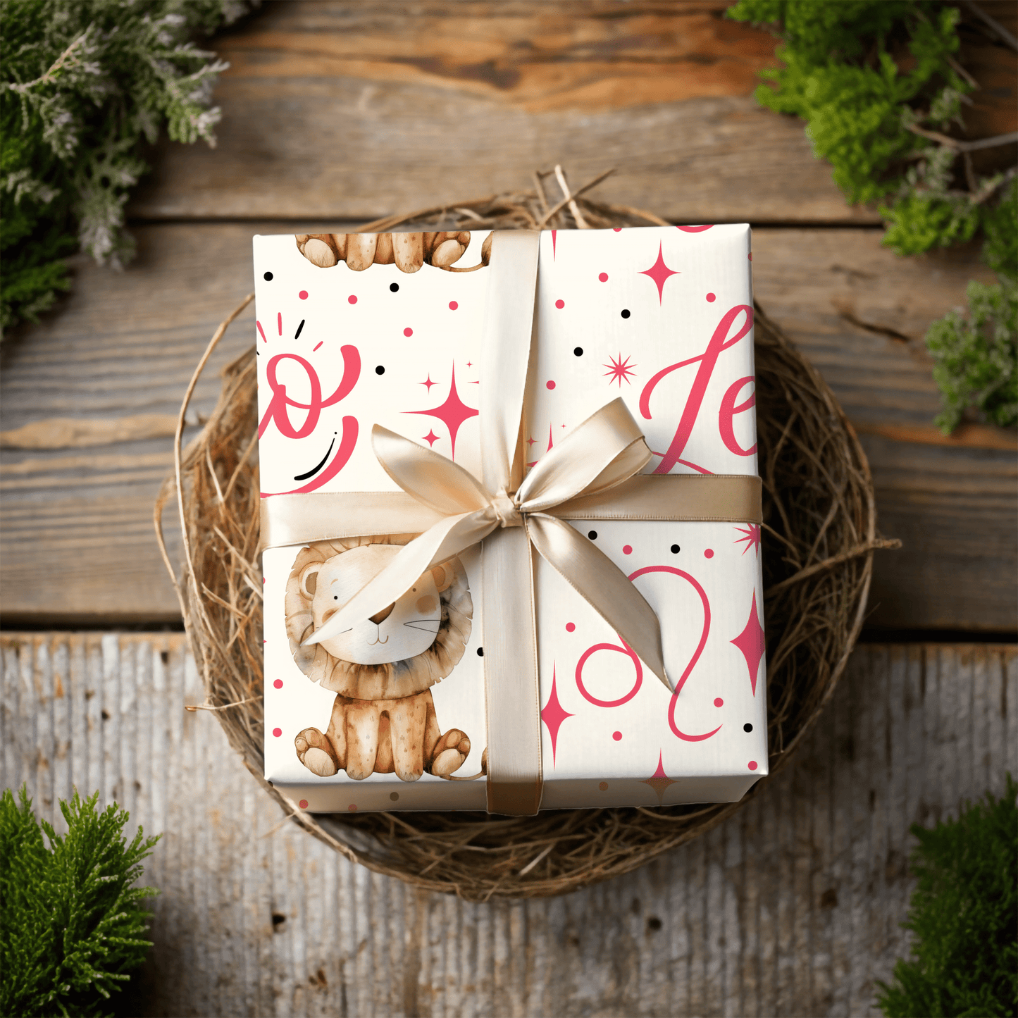 Lionhearted Luxe – Leo Zodiac Wrapping Paper