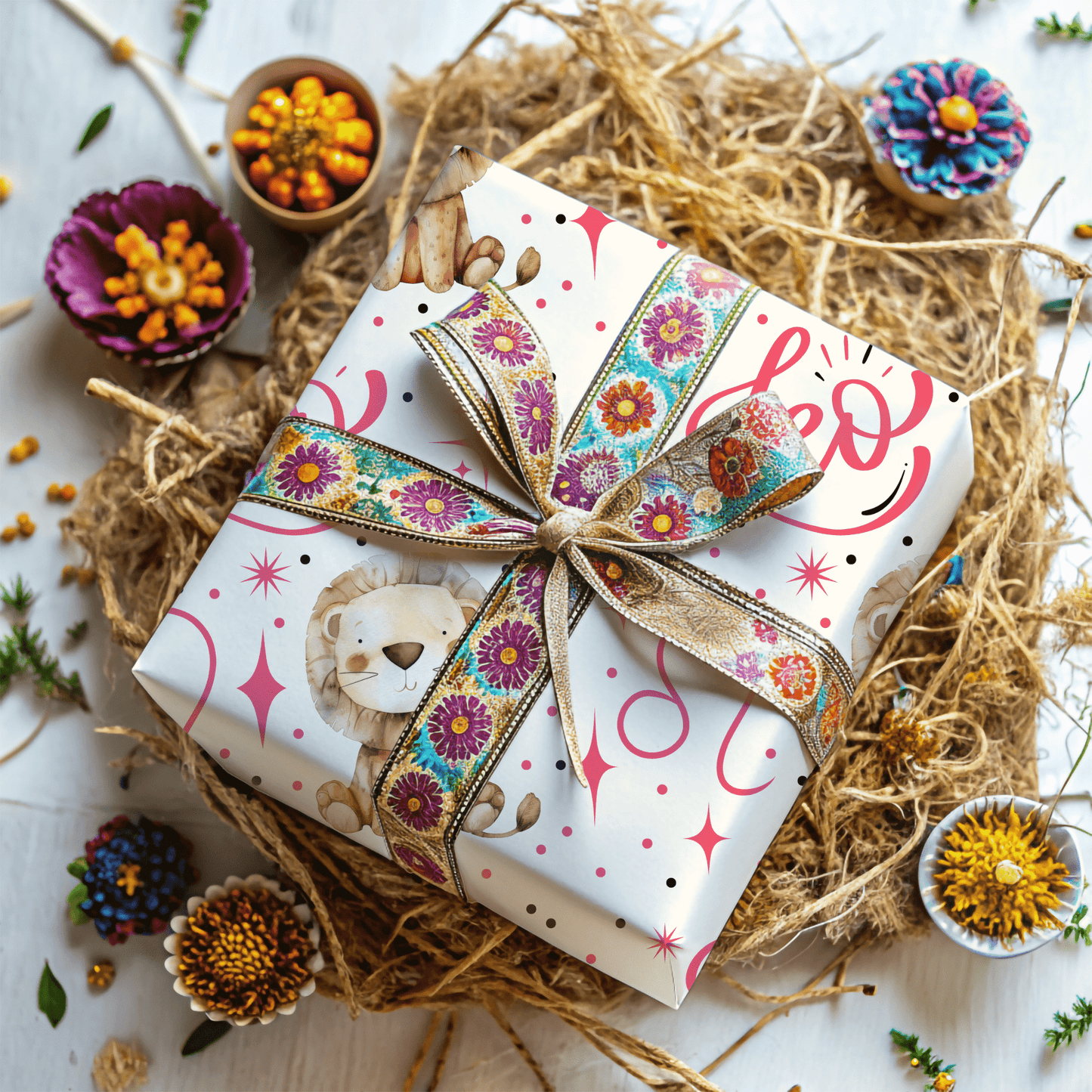 Lionhearted Luxe – Leo Zodiac Wrapping Paper