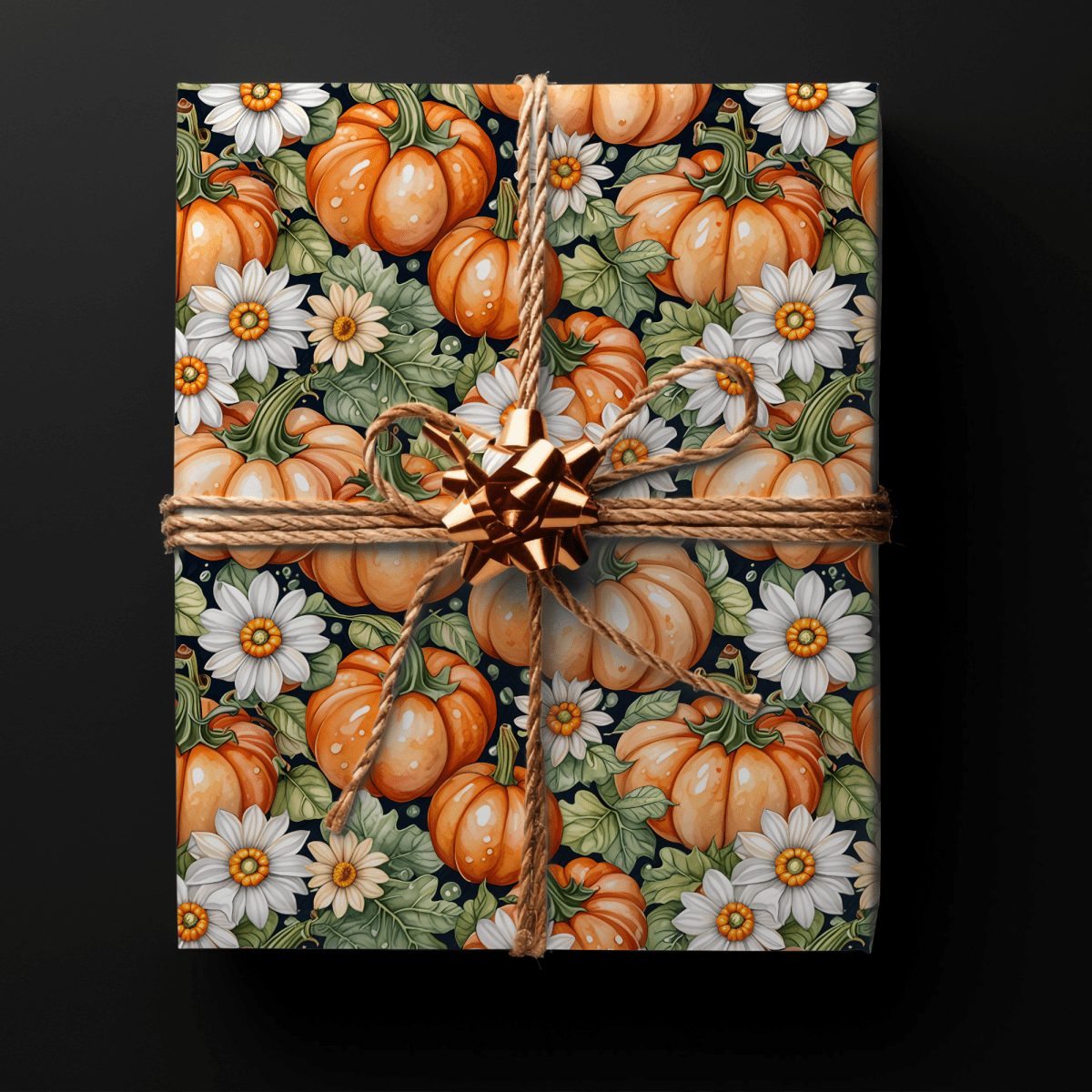 Pumpkin Patch Chic – Autumn Floral Pumpkin Wrapping Paper