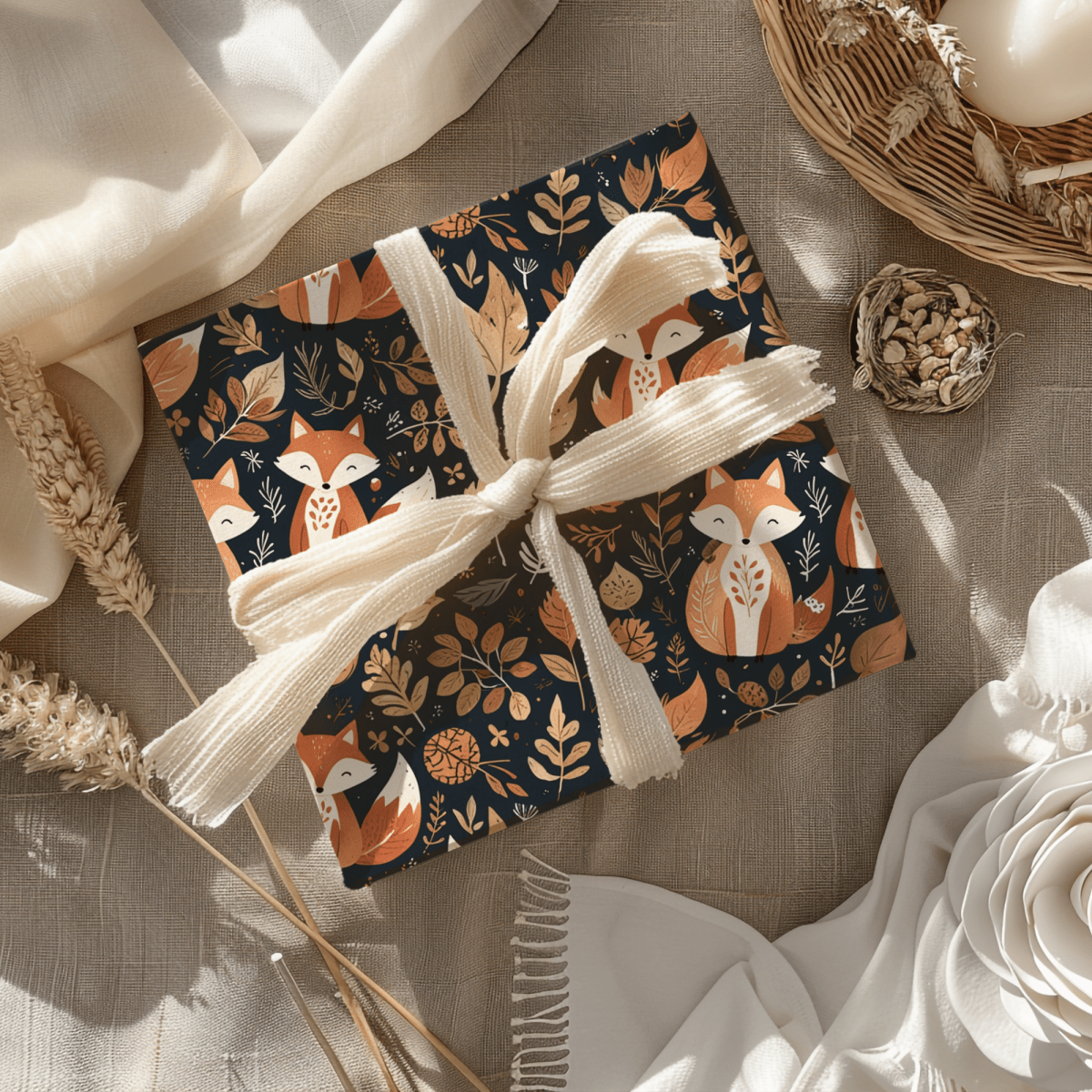 Foxy Fallin’ – Woodland Autumn Wrapping Paper