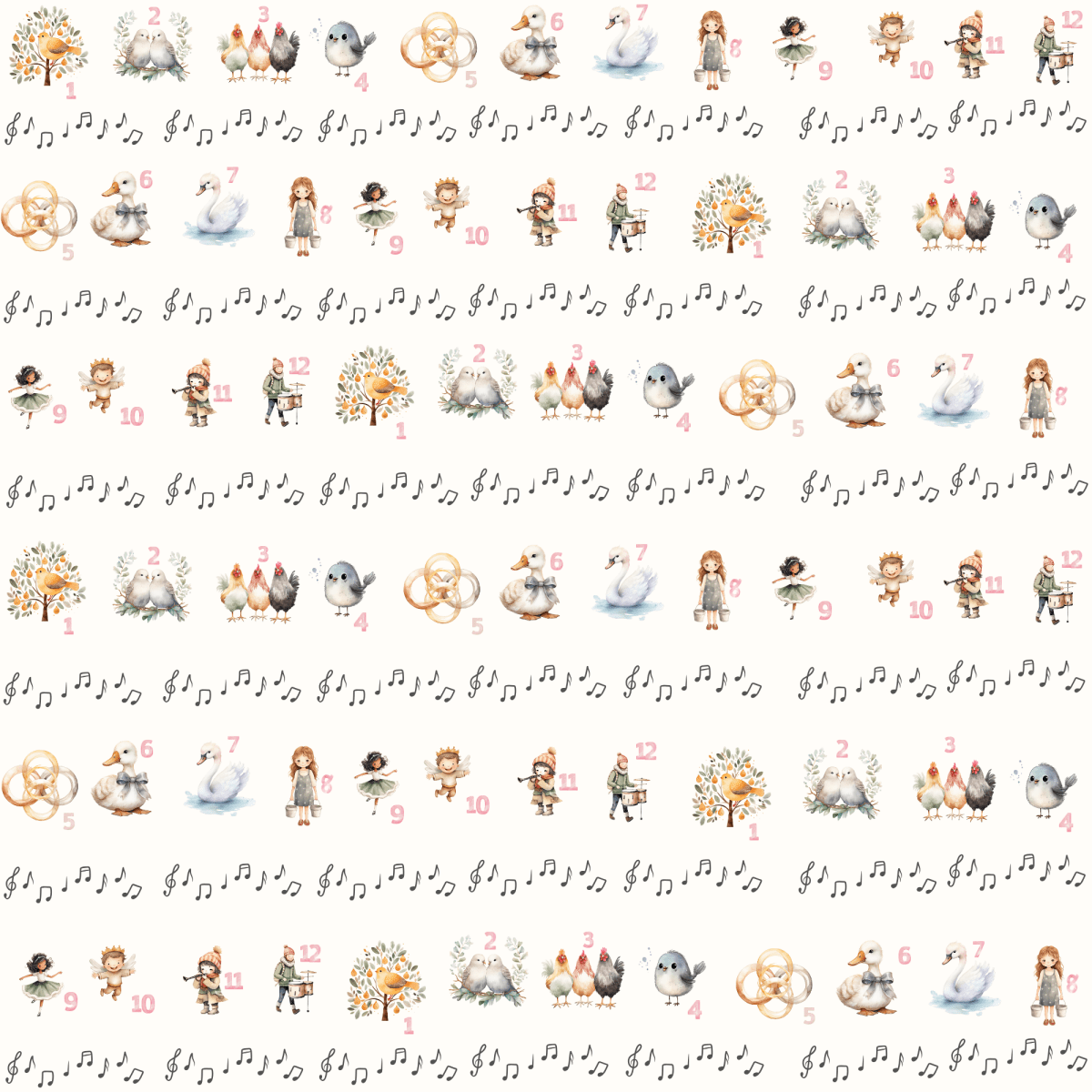 12 Days of Christmas – Classic Carol Wrapping Paper