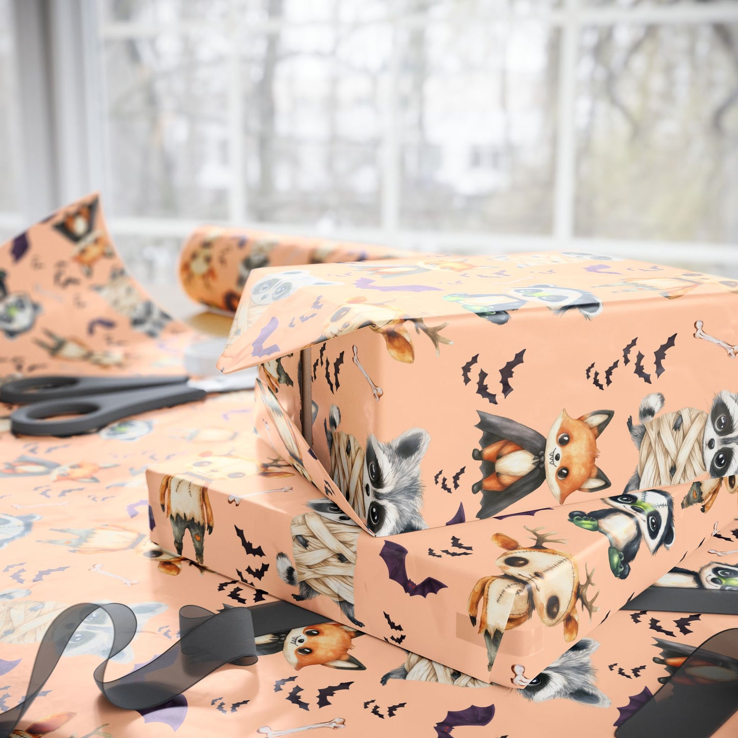 Boop or Boo – Halloween Critter Parade Wrapping Paper