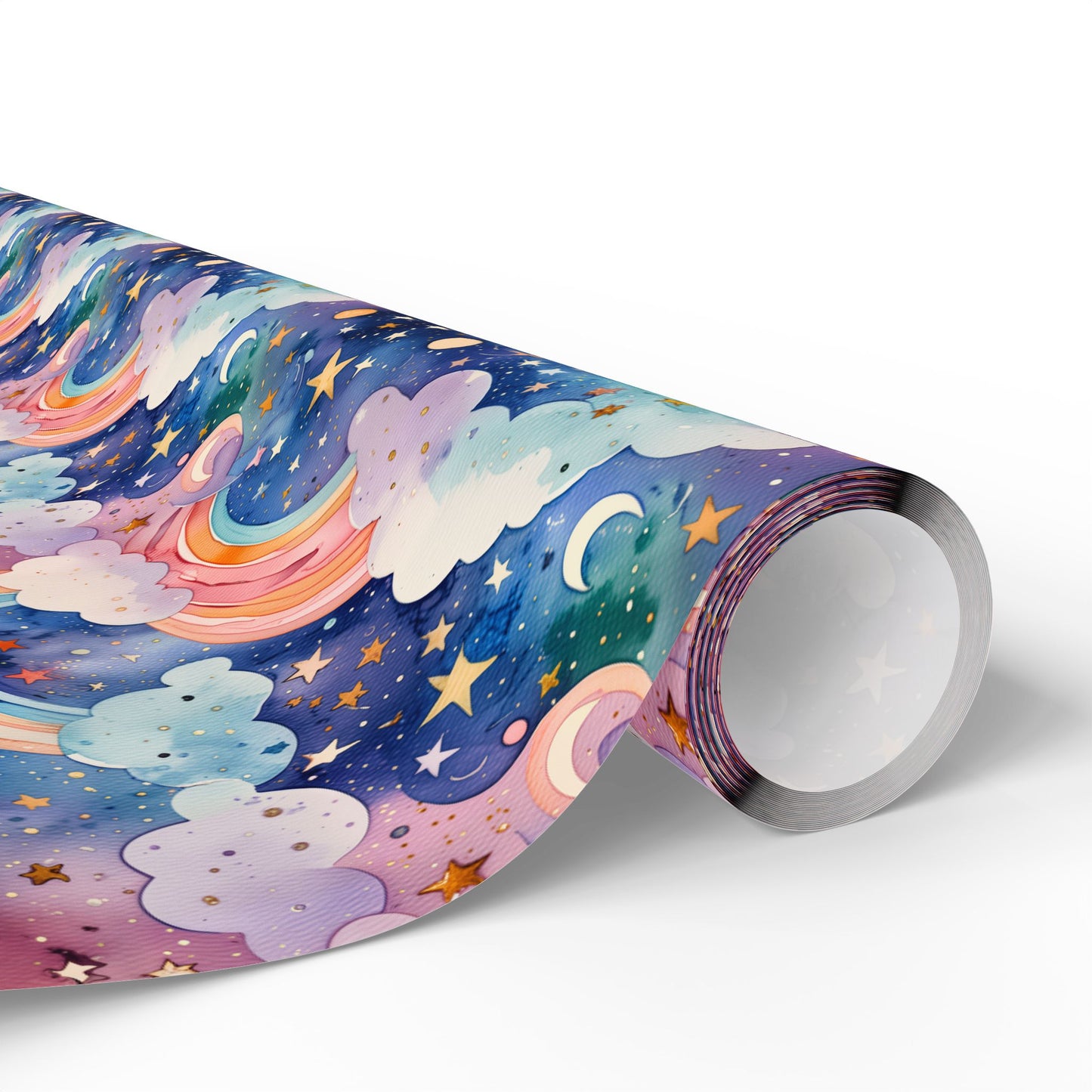Celestial Rainbows – Whimsical Night Sky Wrapping Paper