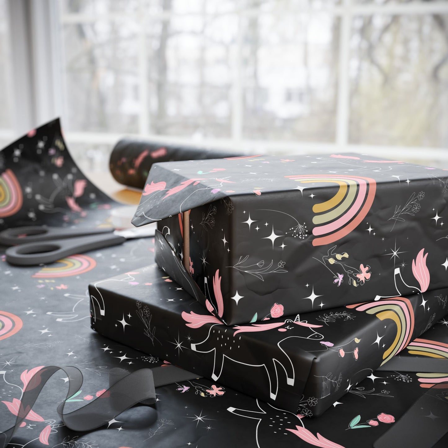 Black Unicorn Rainbow Design