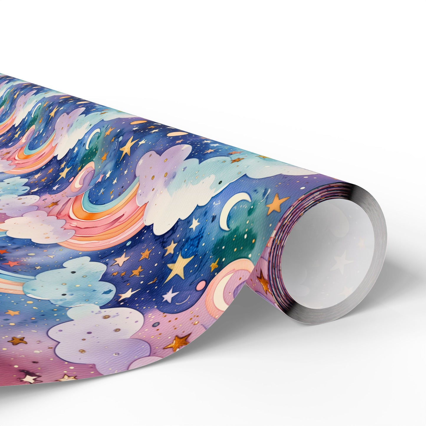 Celestial Rainbows – Whimsical Night Sky Wrapping Paper