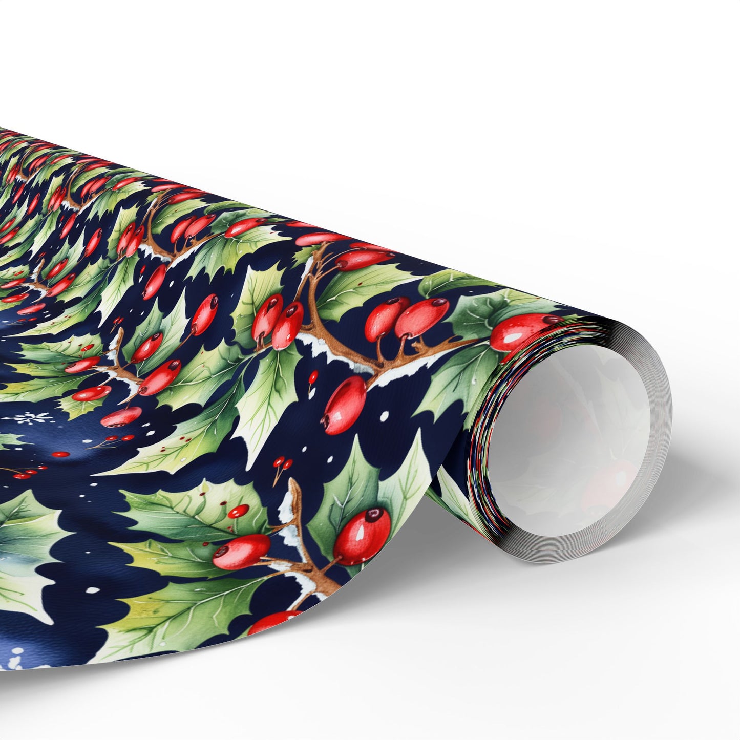 Holly Jolly Luxe – Navy & Berry Botanical Wrapping Paper