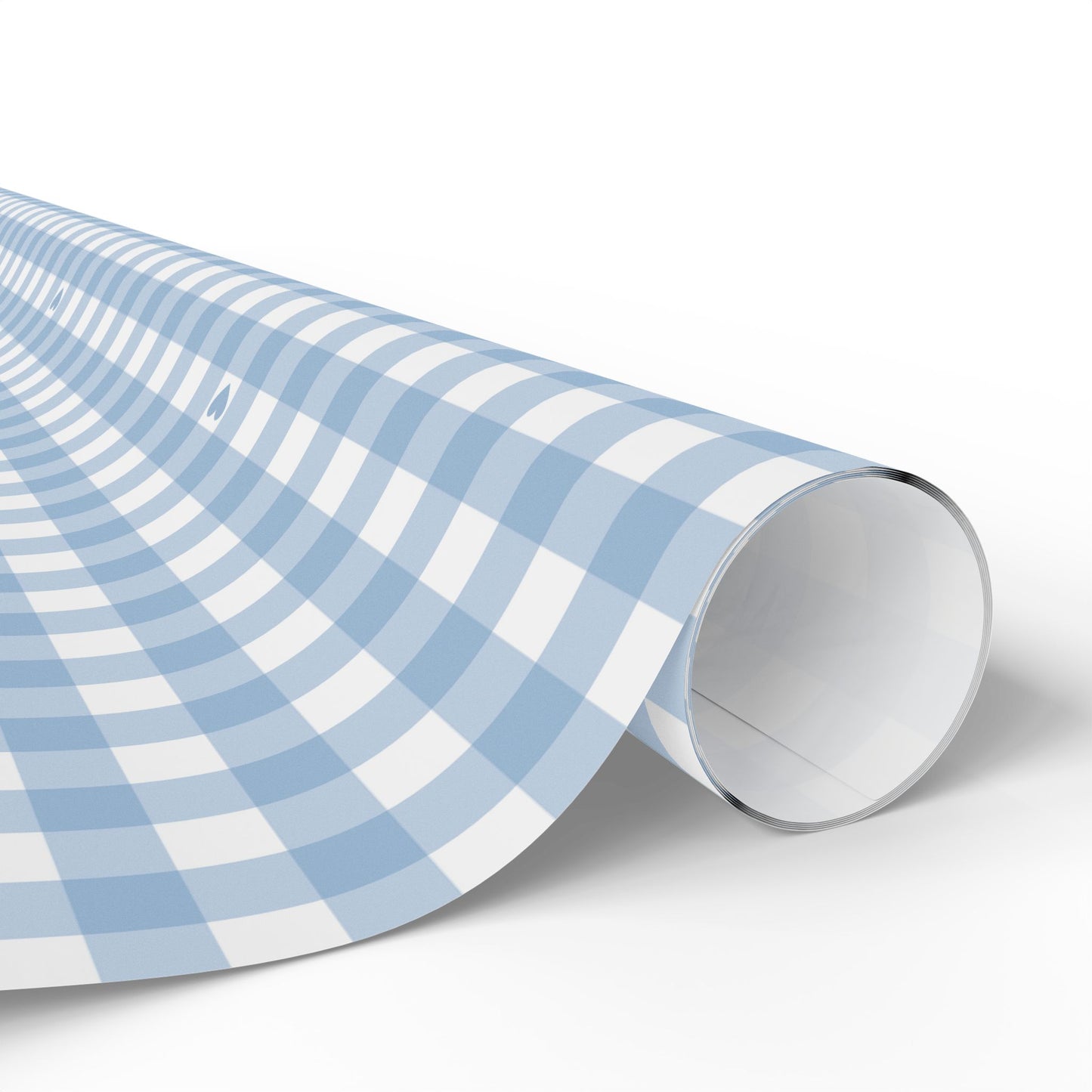 Gingham Blue with Small Hearts Wrapping Papers
