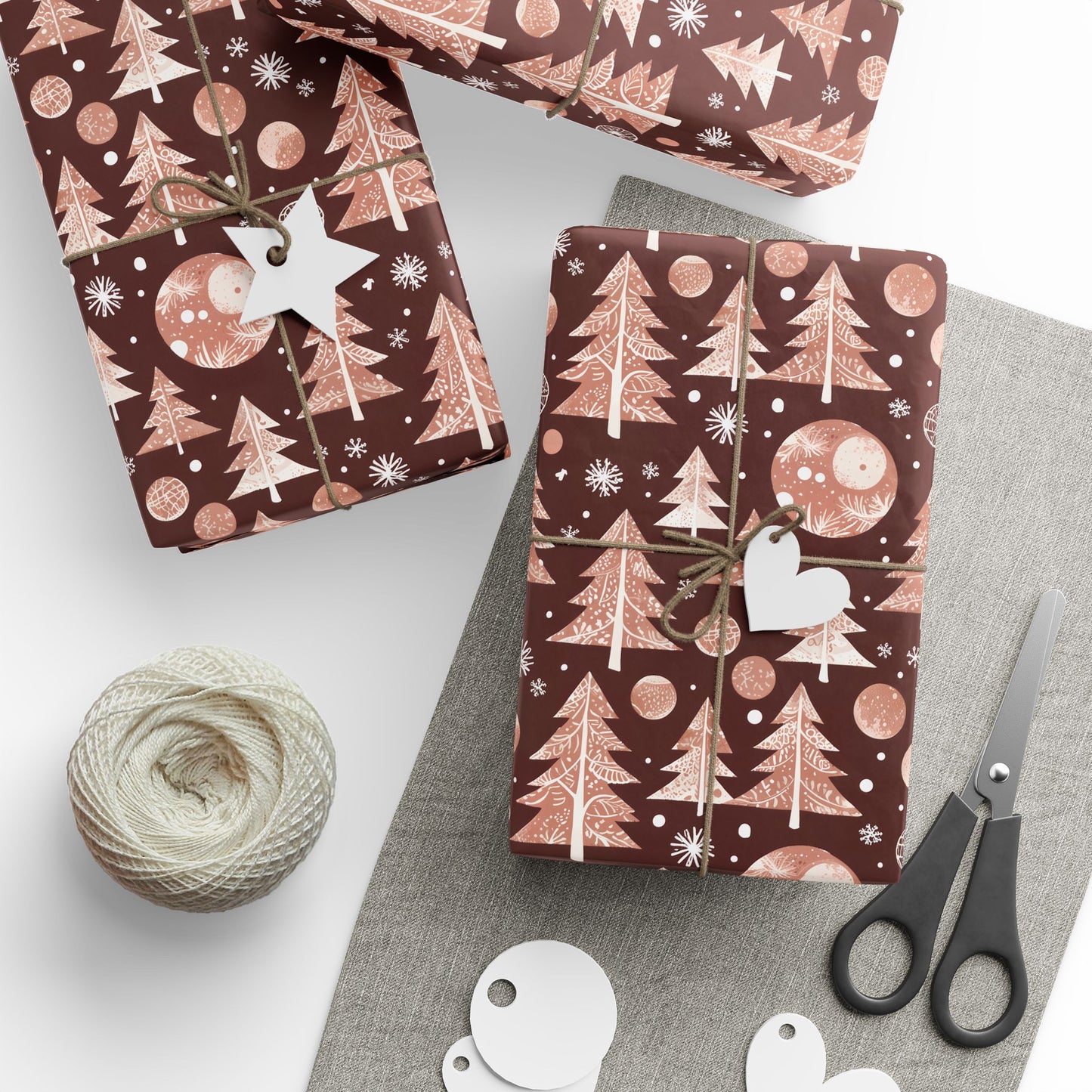 Cocoa Pines – Warm Neutral Christmas Wrapping Paper