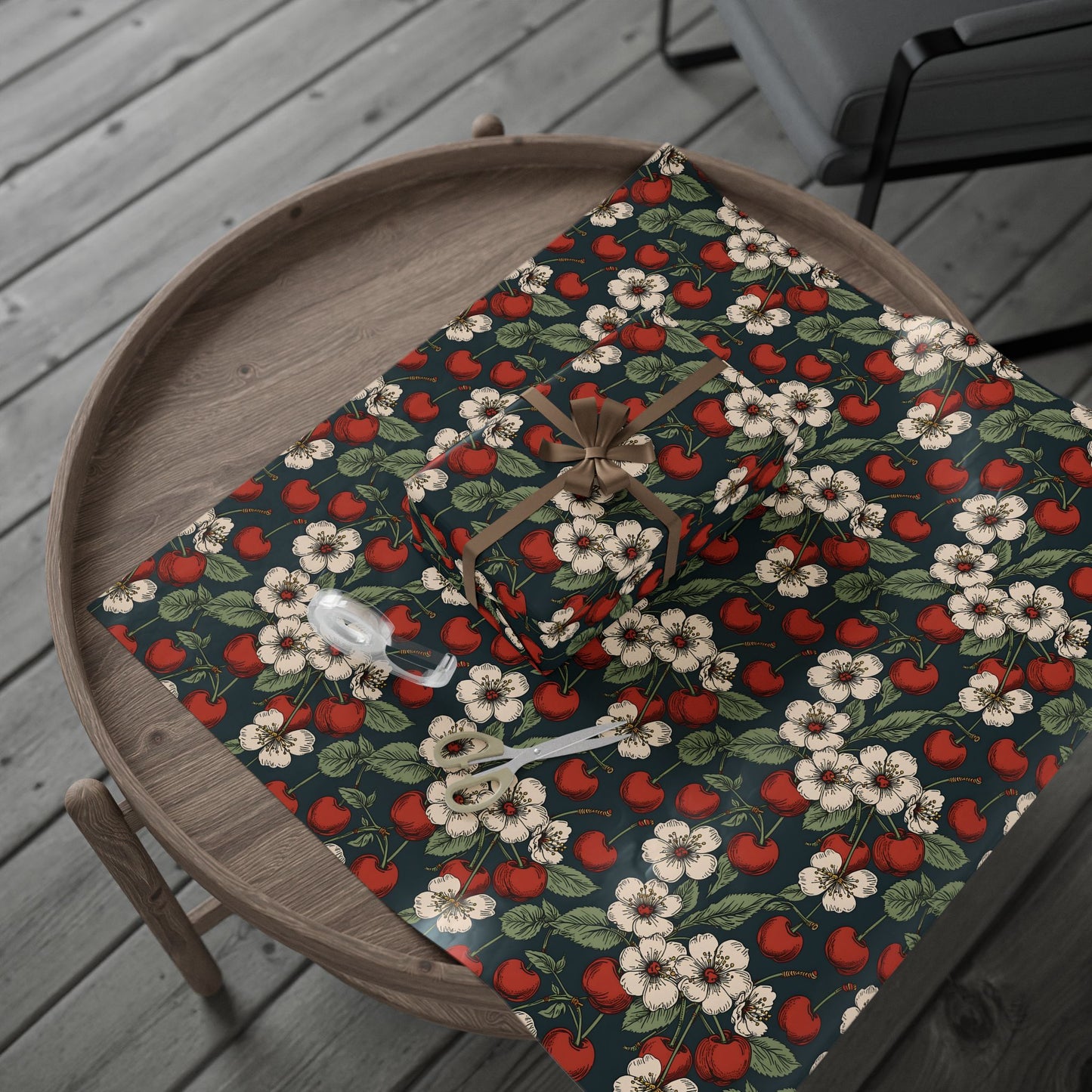 Retro Cherry Blossom Wrapping Paper