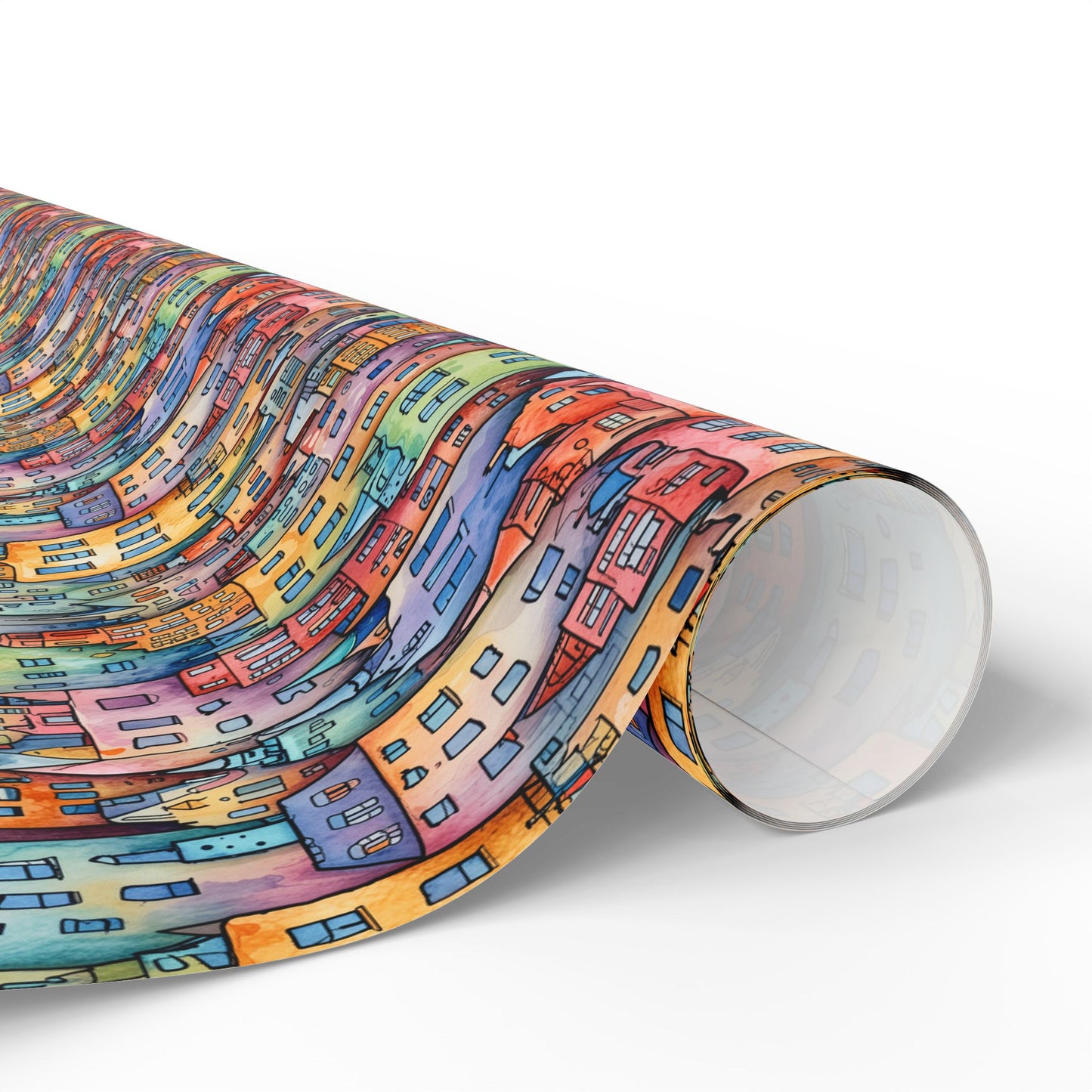Colorful Pastel Cityscape Wrapping Paper