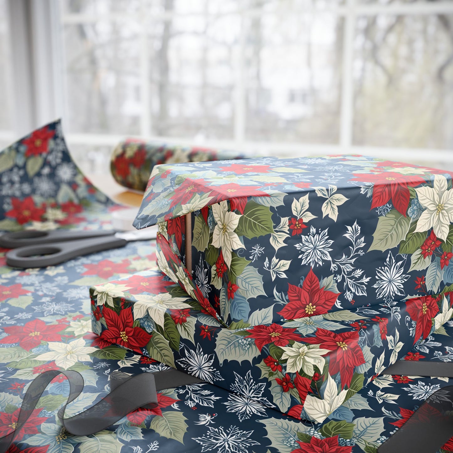 Festive Floral Christmas Wrapping Paper