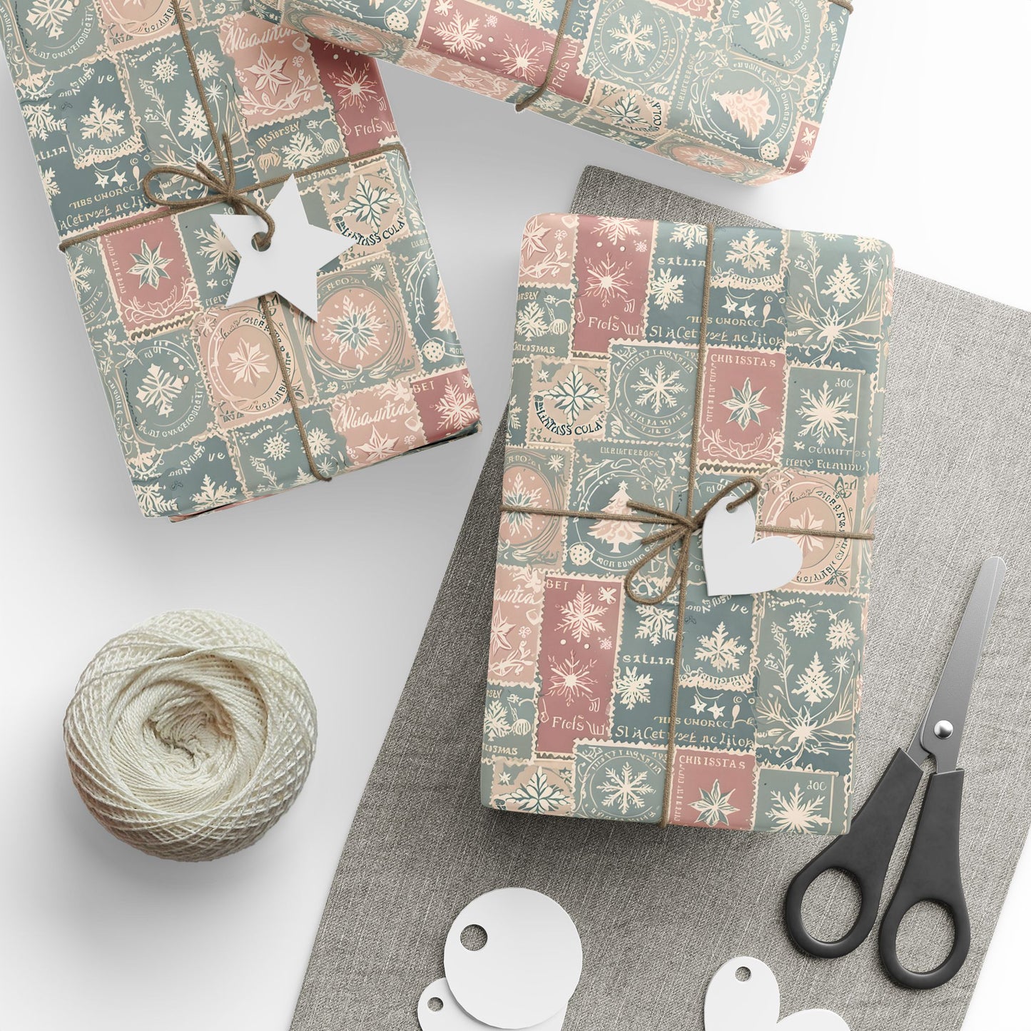 Merry Mail – Vintage Holiday Stamp Wrapping Paper