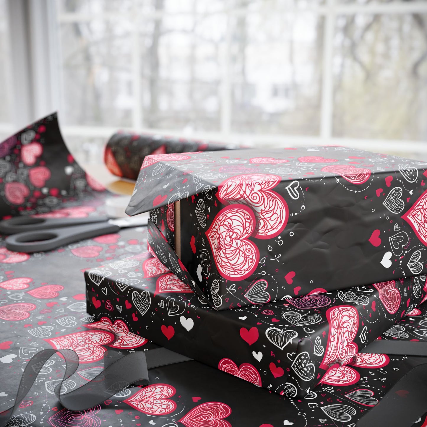 Romantic Hearts Wrapping Paper