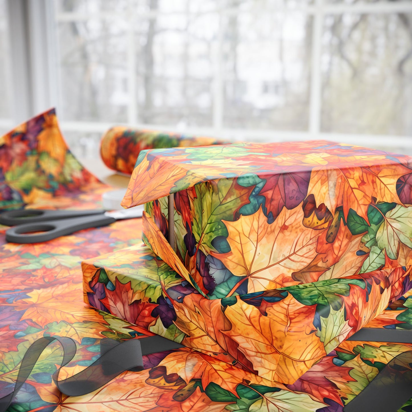 Fall Leaf Wrapping Papers, Autumn Gift Wrap